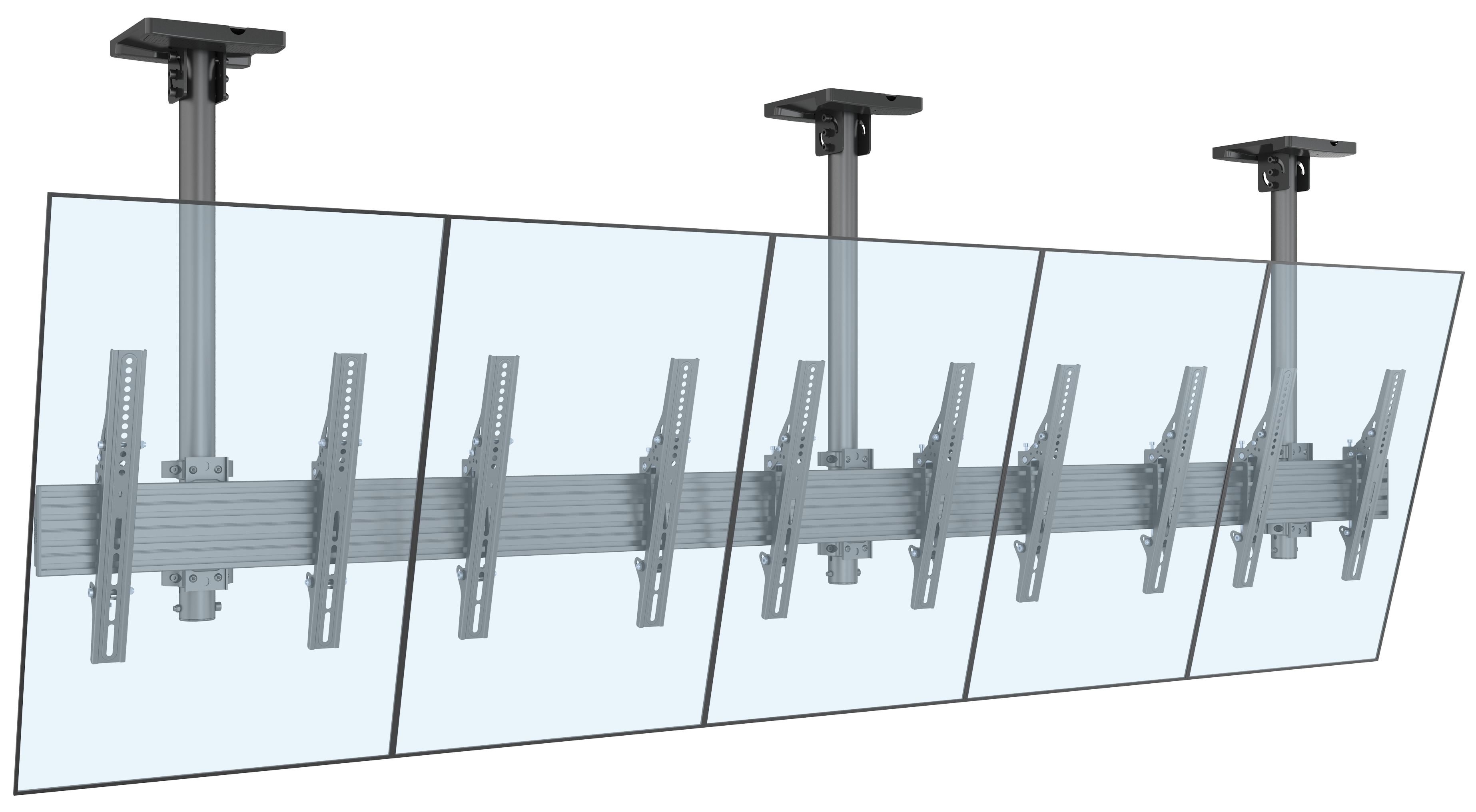 Five-Screen Three-Pole Ceiling Mount (Side-by-Side) - Portrait