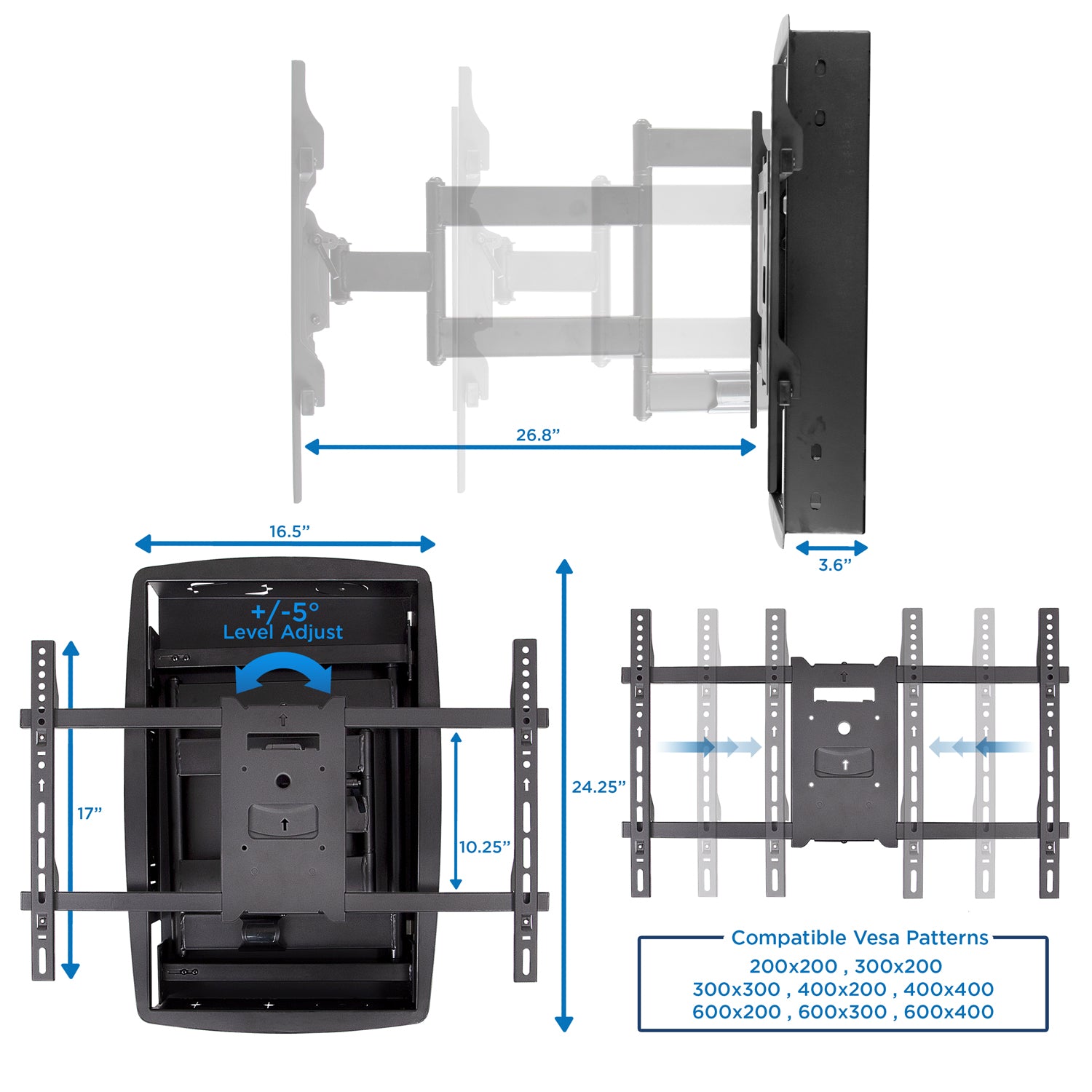 Recessed Long-Extension Wall Mount