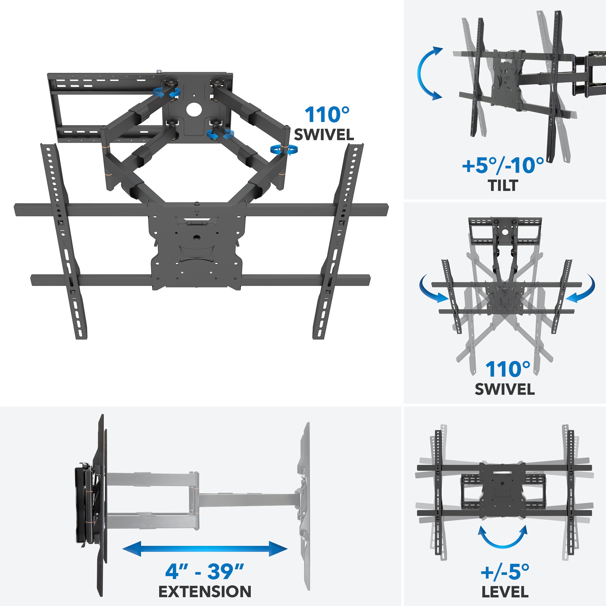 THE BEAST Heavy-Duty Dual-Arm Articulating Wall Mount with Extra-Long Extension