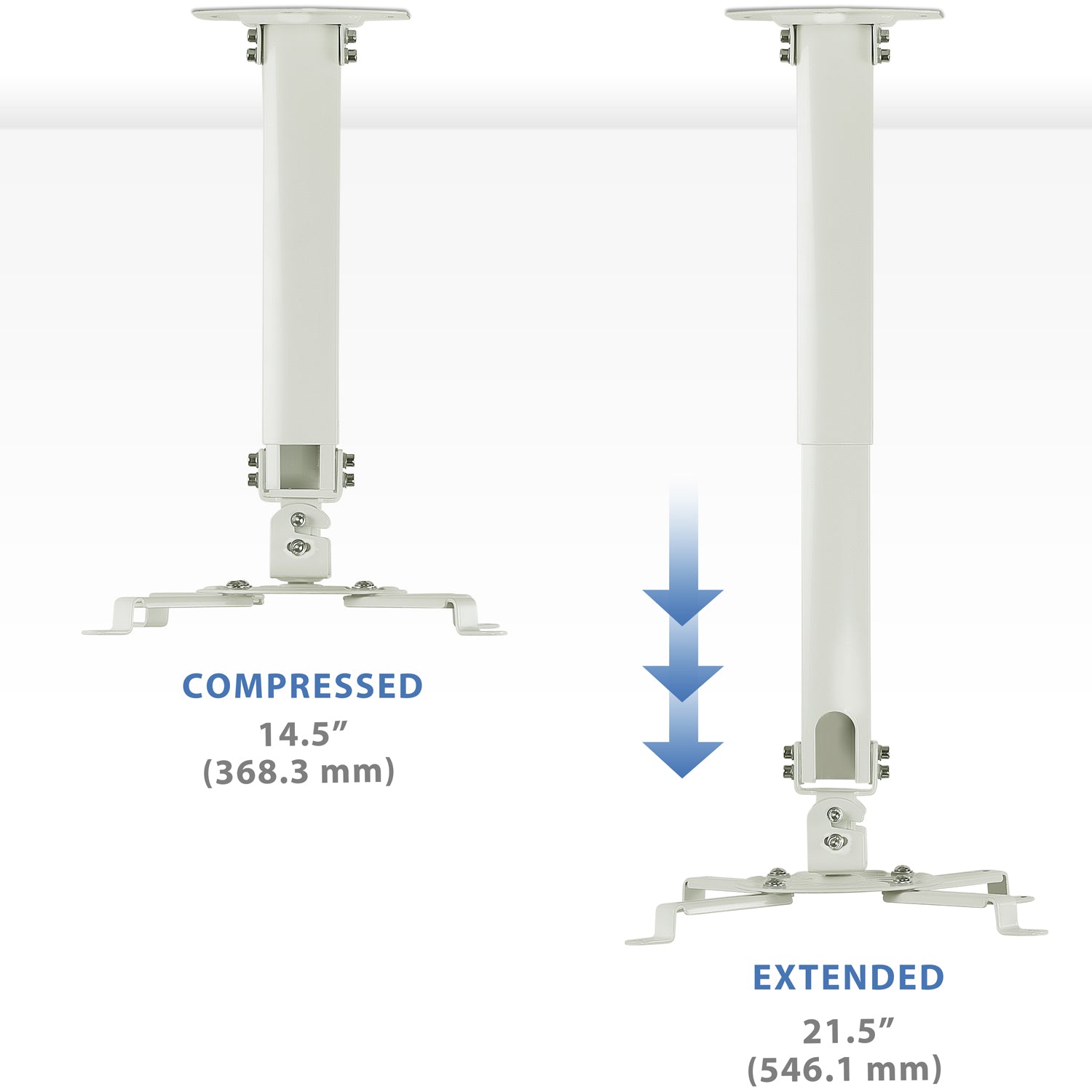 Light-Duty Extended Universal Projector Ceiling Mount - 15" to 22.8"