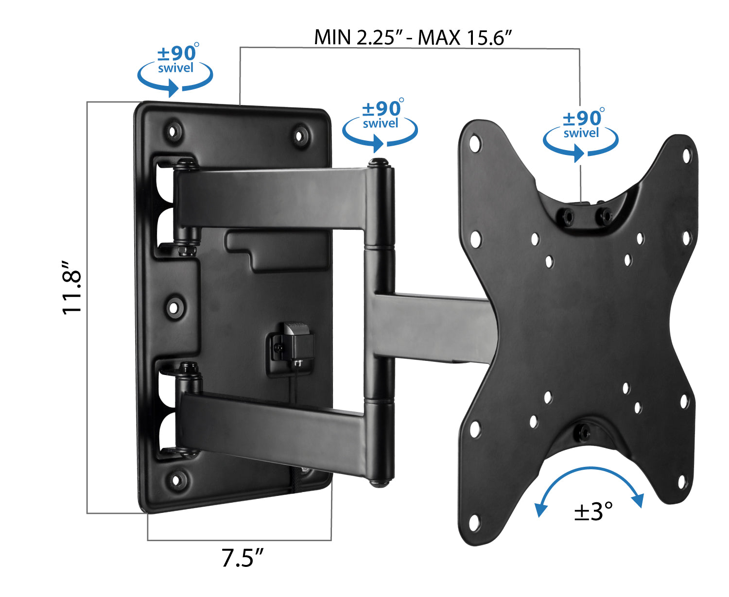 RV Lockable Arm Full Motion TV Mount for Screens up to 42"