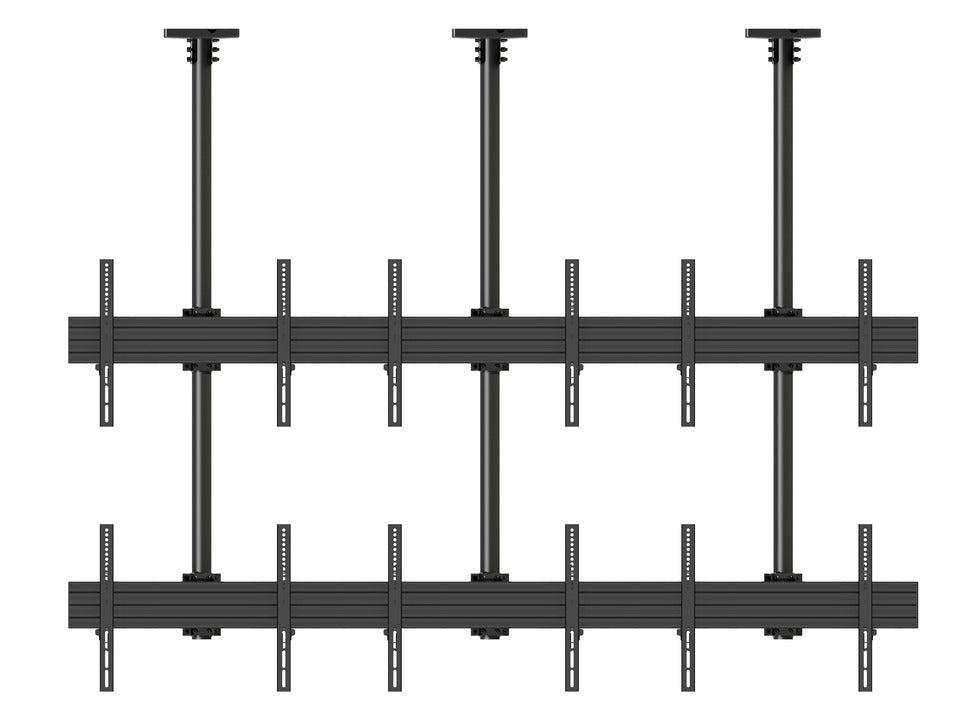 Six-Screen Three-Pole Ceiling Mount (2 Top-to-Bottom, 3 Side-by-Side)