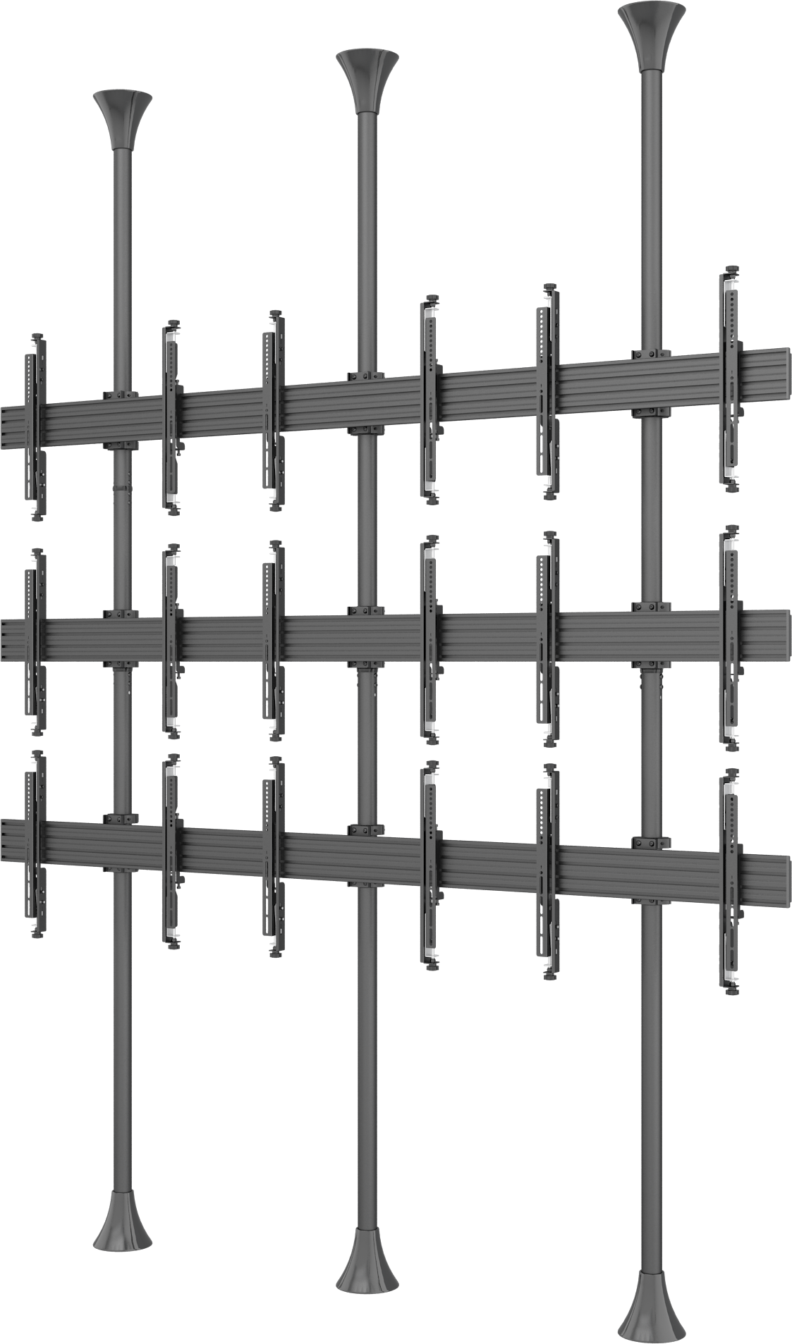 Nine-Screen Three-Pole Floor-to-Ceiling Mount (Top-to-bottom Side-by-side)