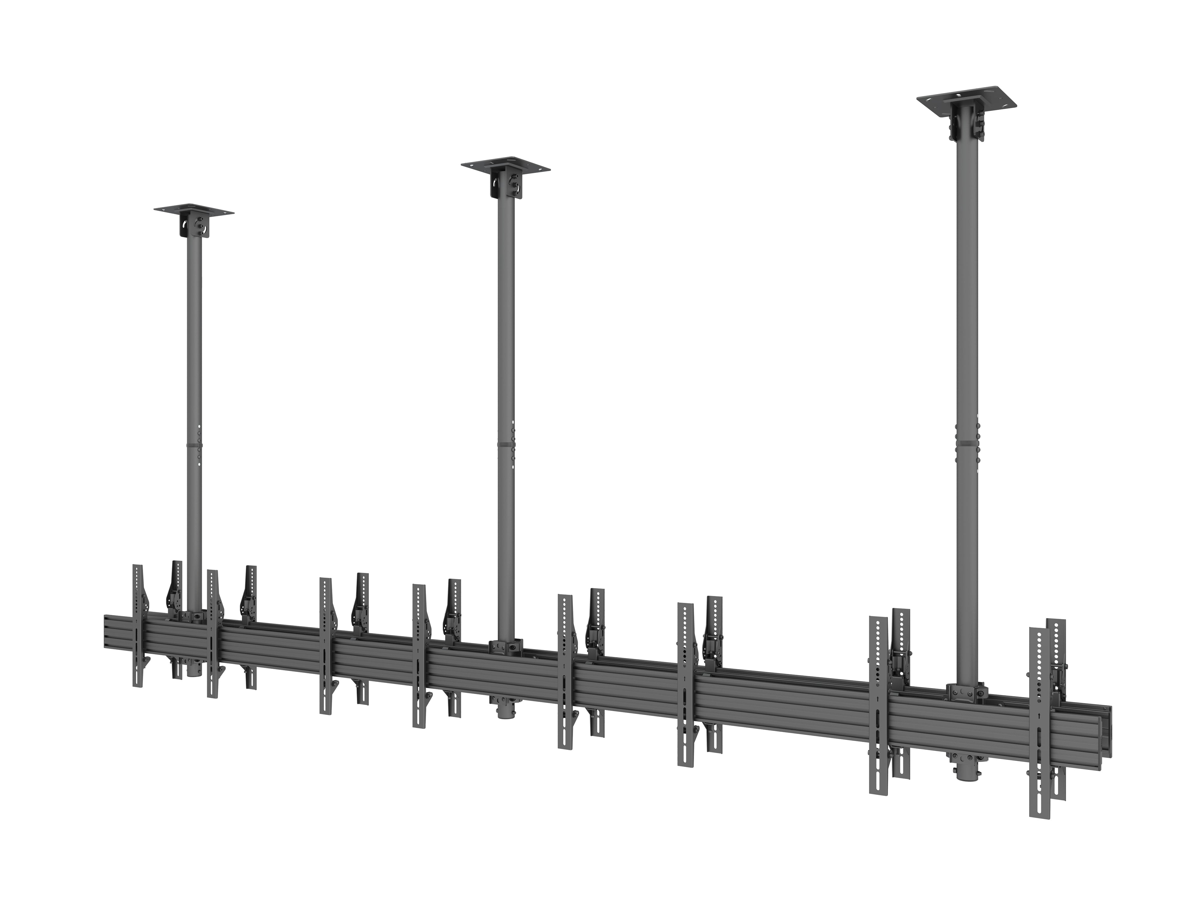 Eight-Screen Three-Pole Ceiling Mount (side-by-side, back-to-back)