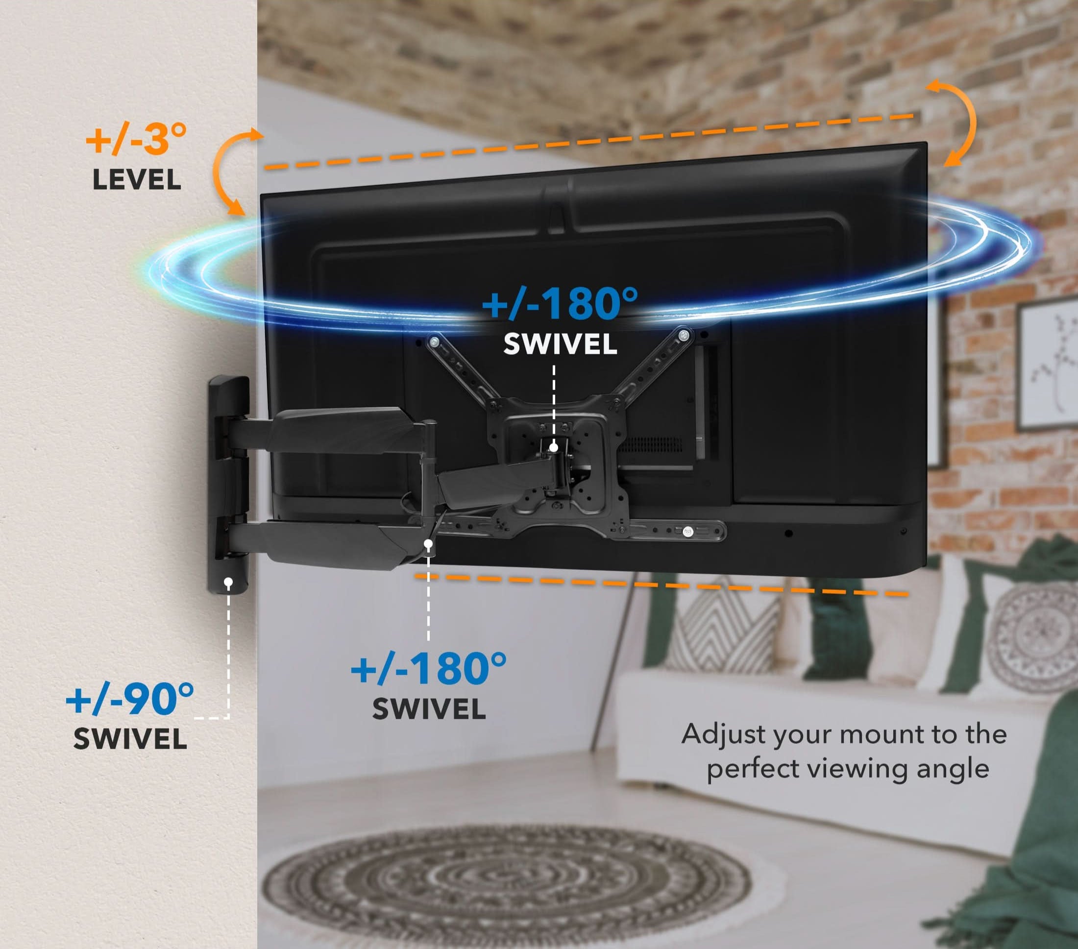 UL Certified Full Motion Wall Mount