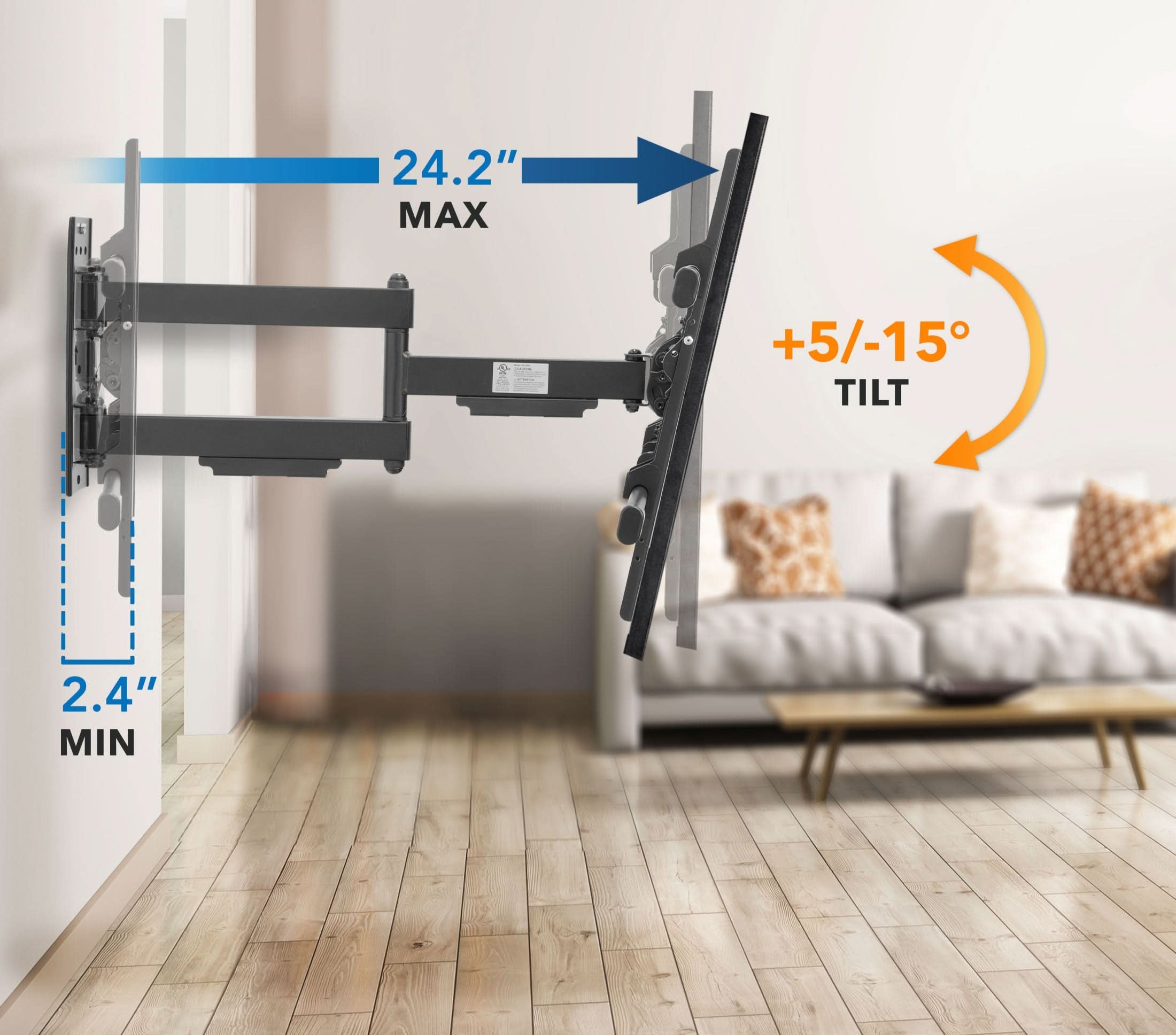 UL Certified Heavy Duty Full Motion Wall Mount