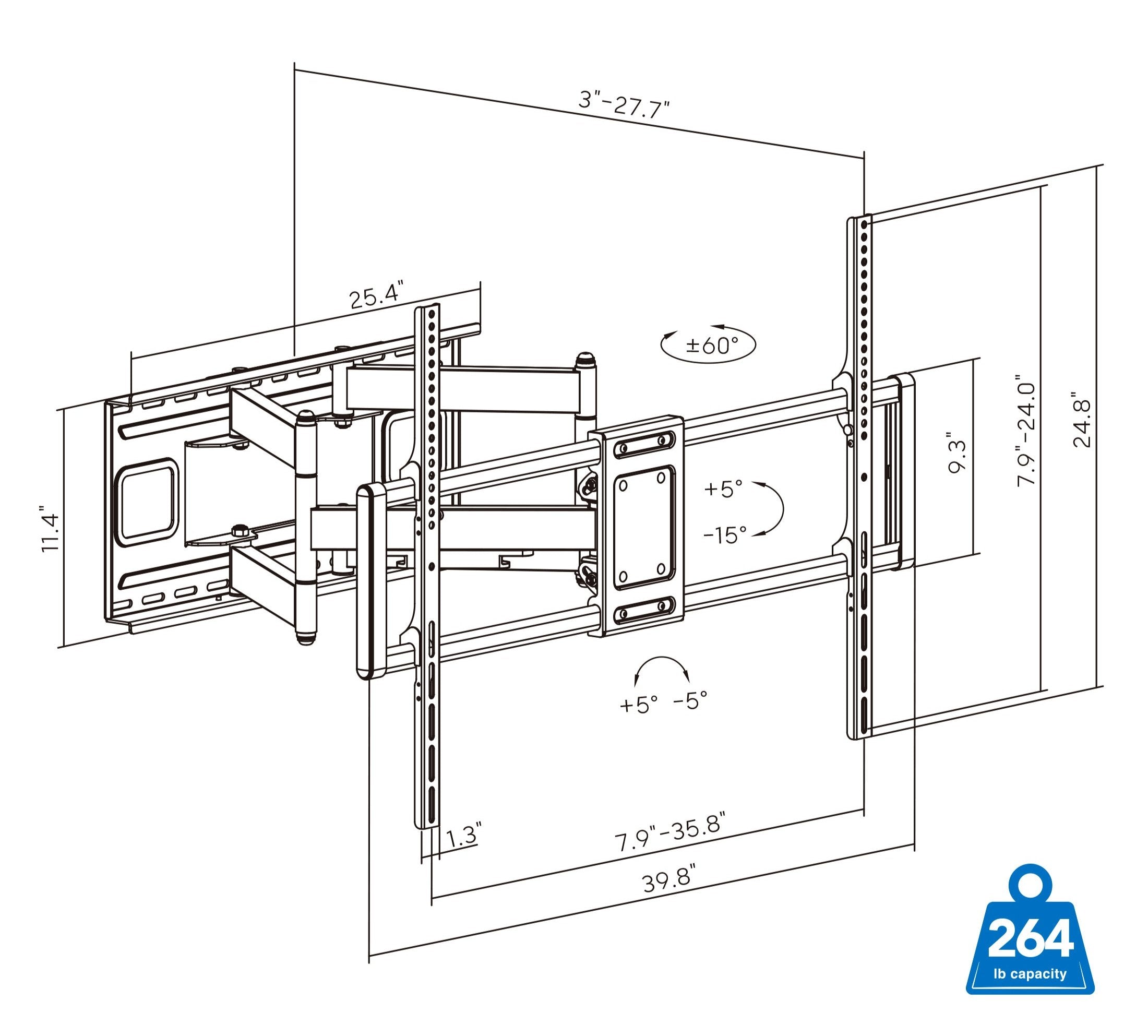 Heavy Duty XXL Full Motion TV Mount