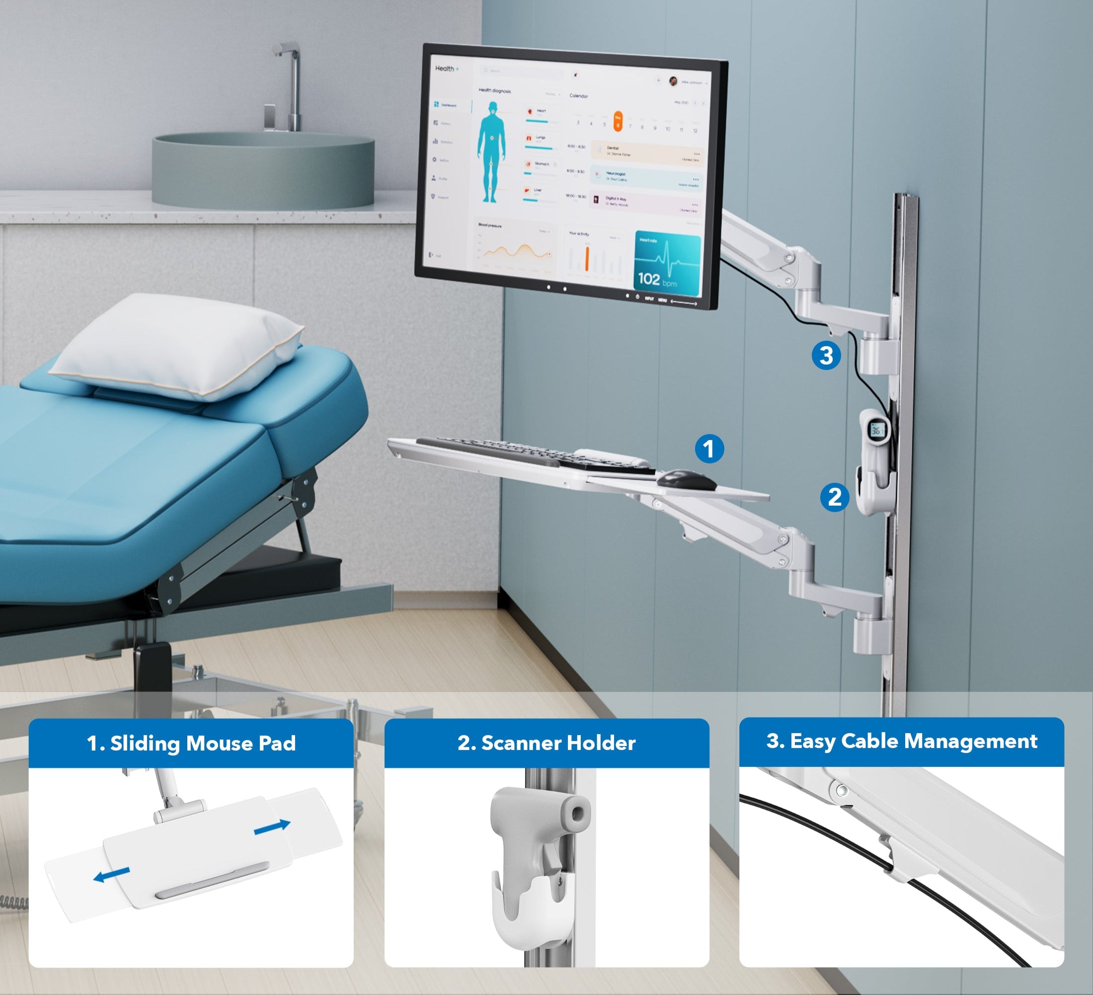 Wall Track Medical Workstation