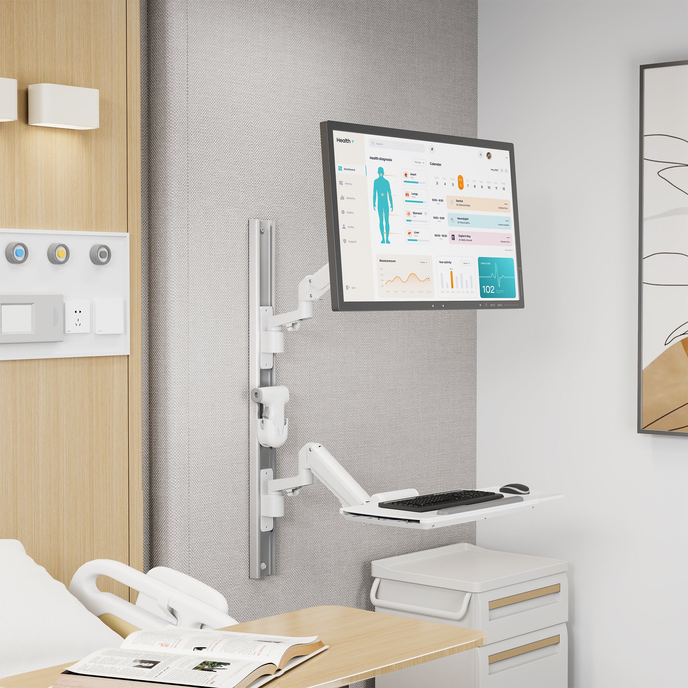 Wall Track Medical Workstation