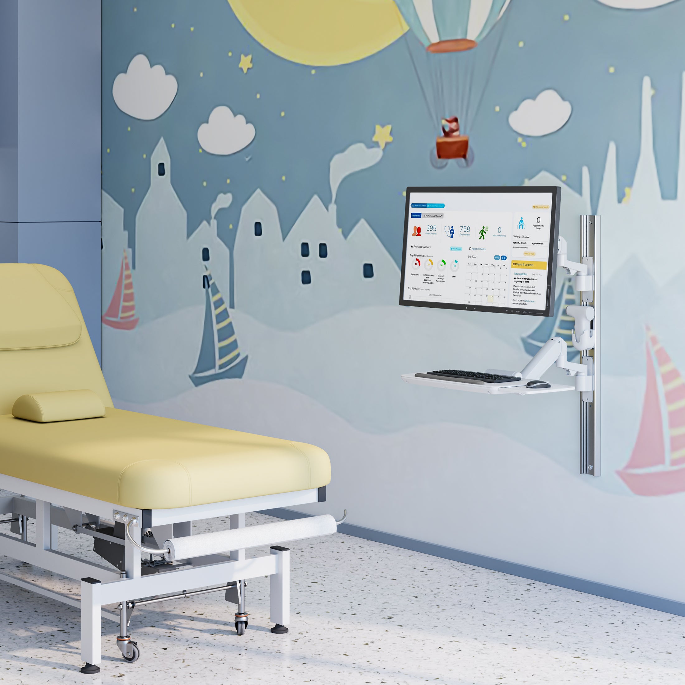 Wall Track Medical Workstation