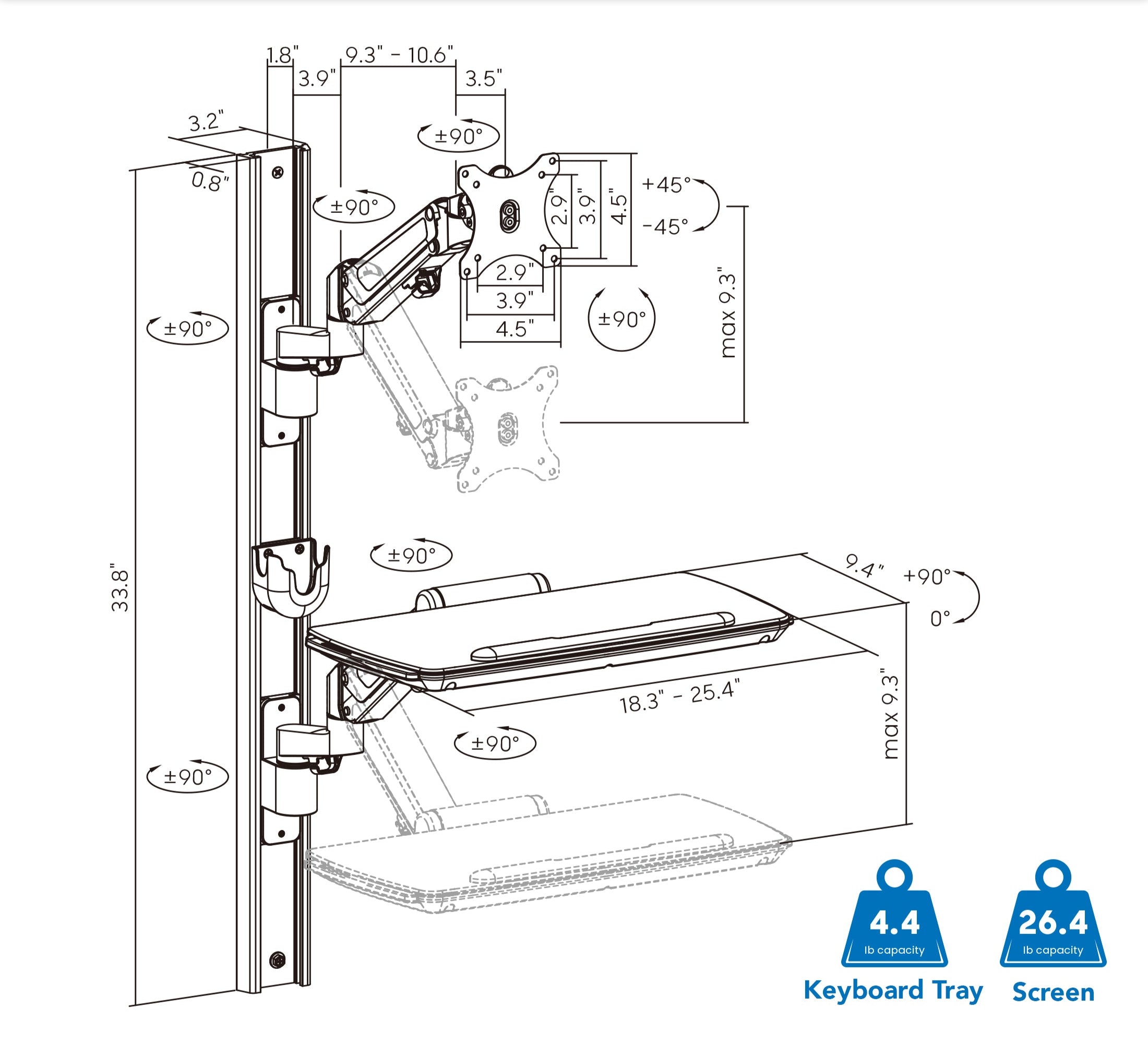 Wall Track Medical Workstation