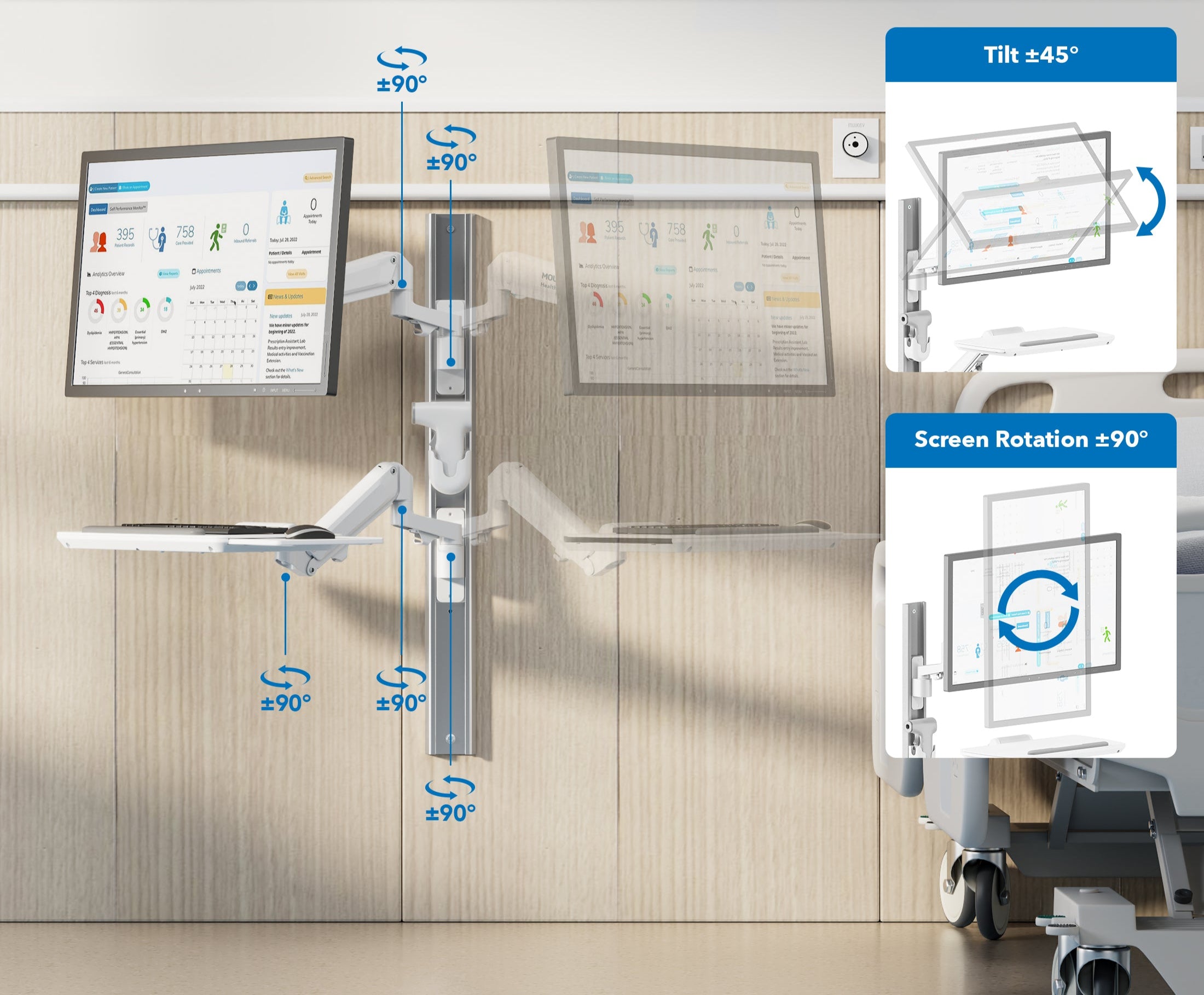 Wall Track Medical Workstation