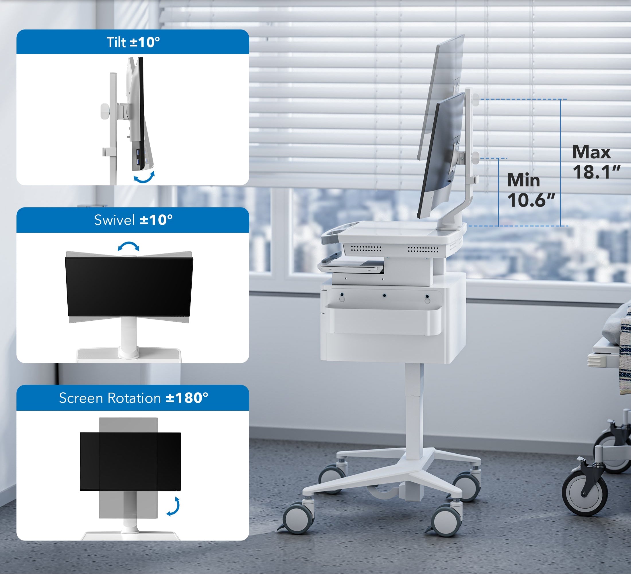 Monitor Mount for MedHub Medical Carts