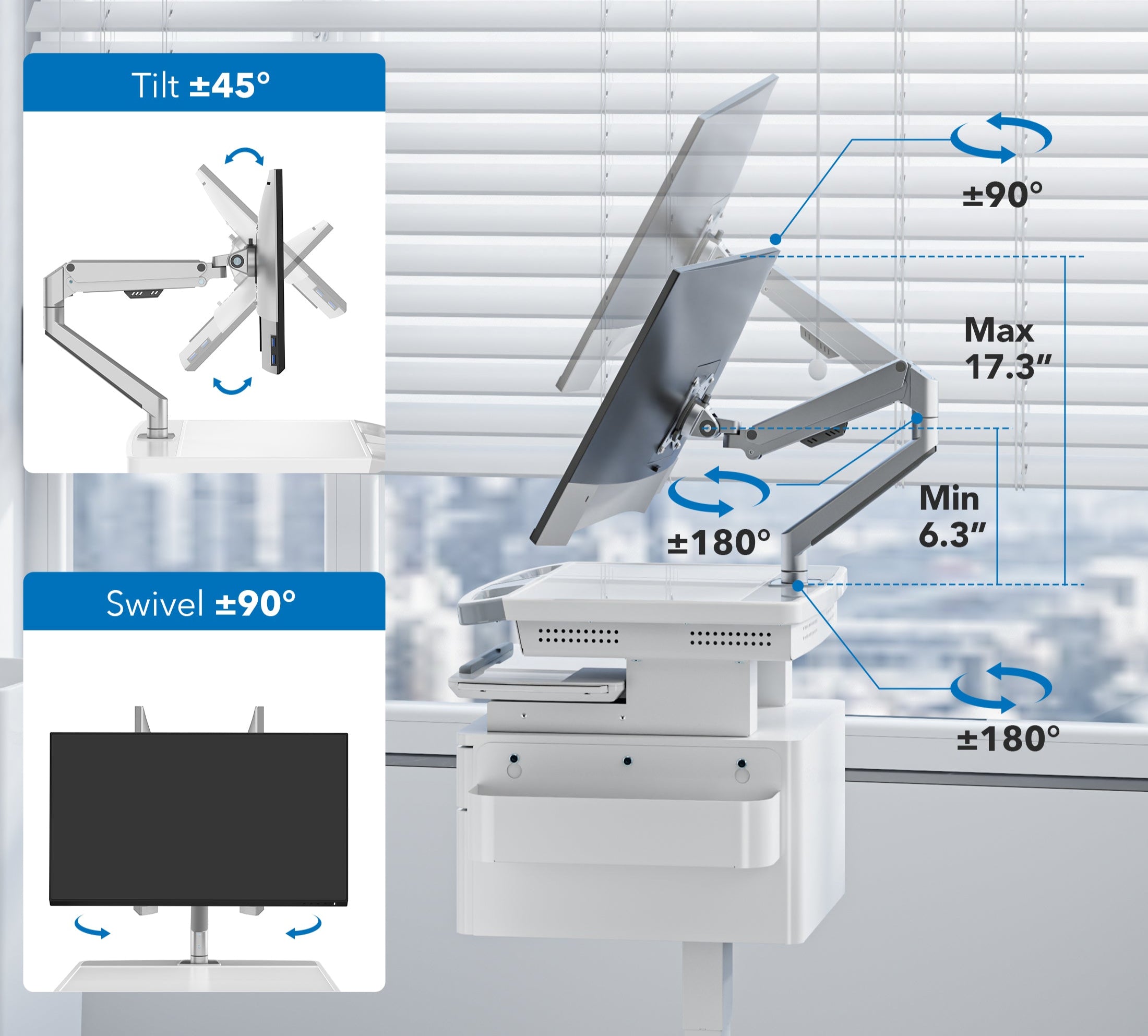 Monitor Arm for MedHub Medical Carts