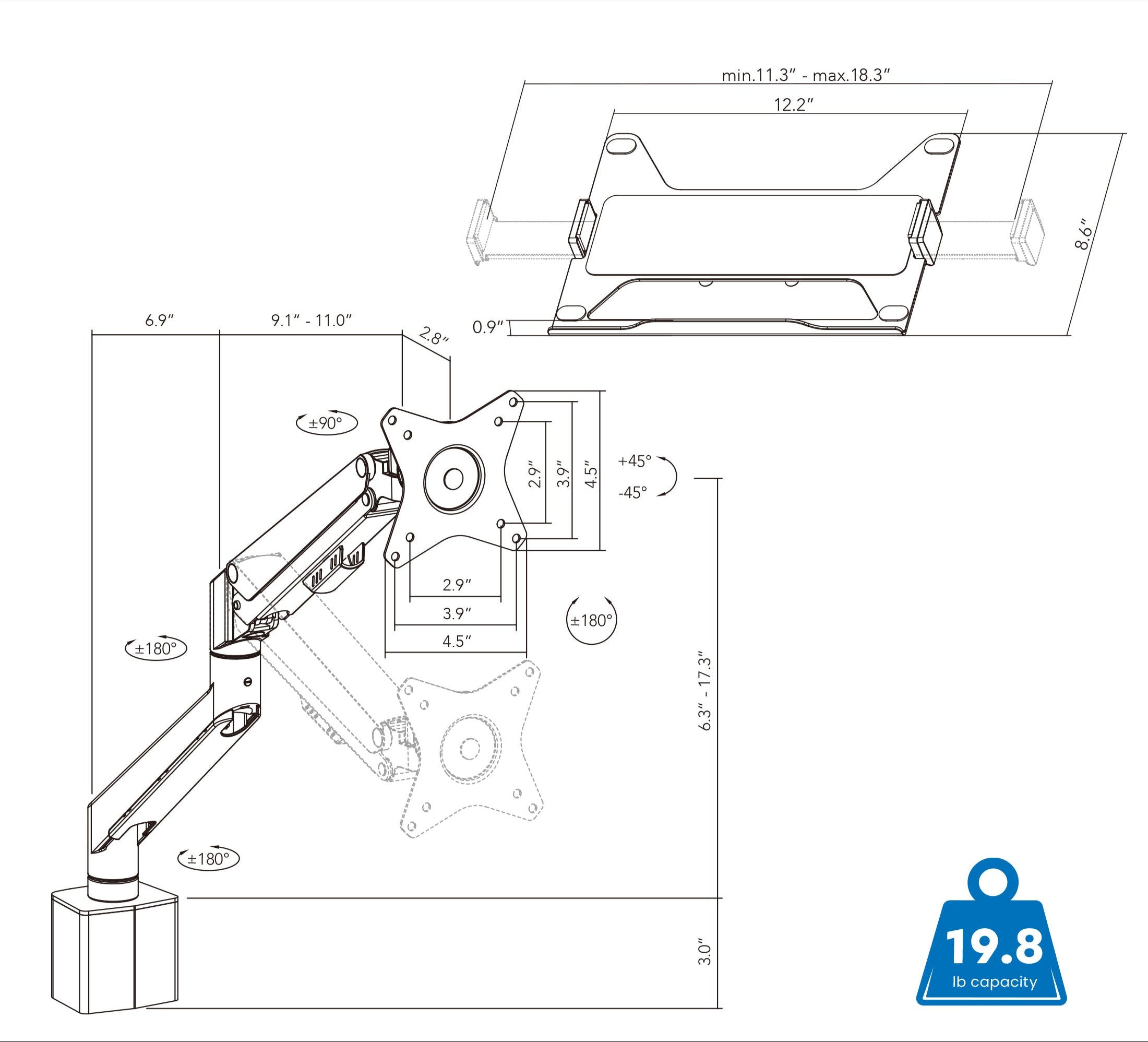 Laptop Arm for MedHub Medical Carts