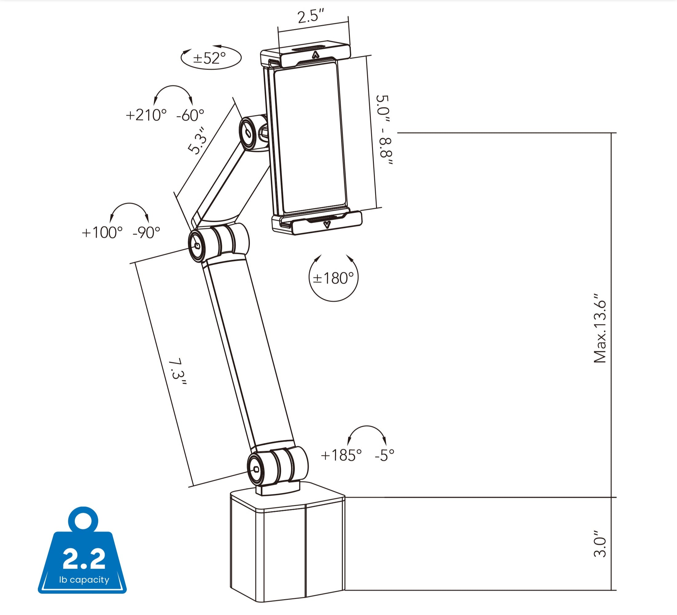 Tablet Arm for MedHub Medical Carts