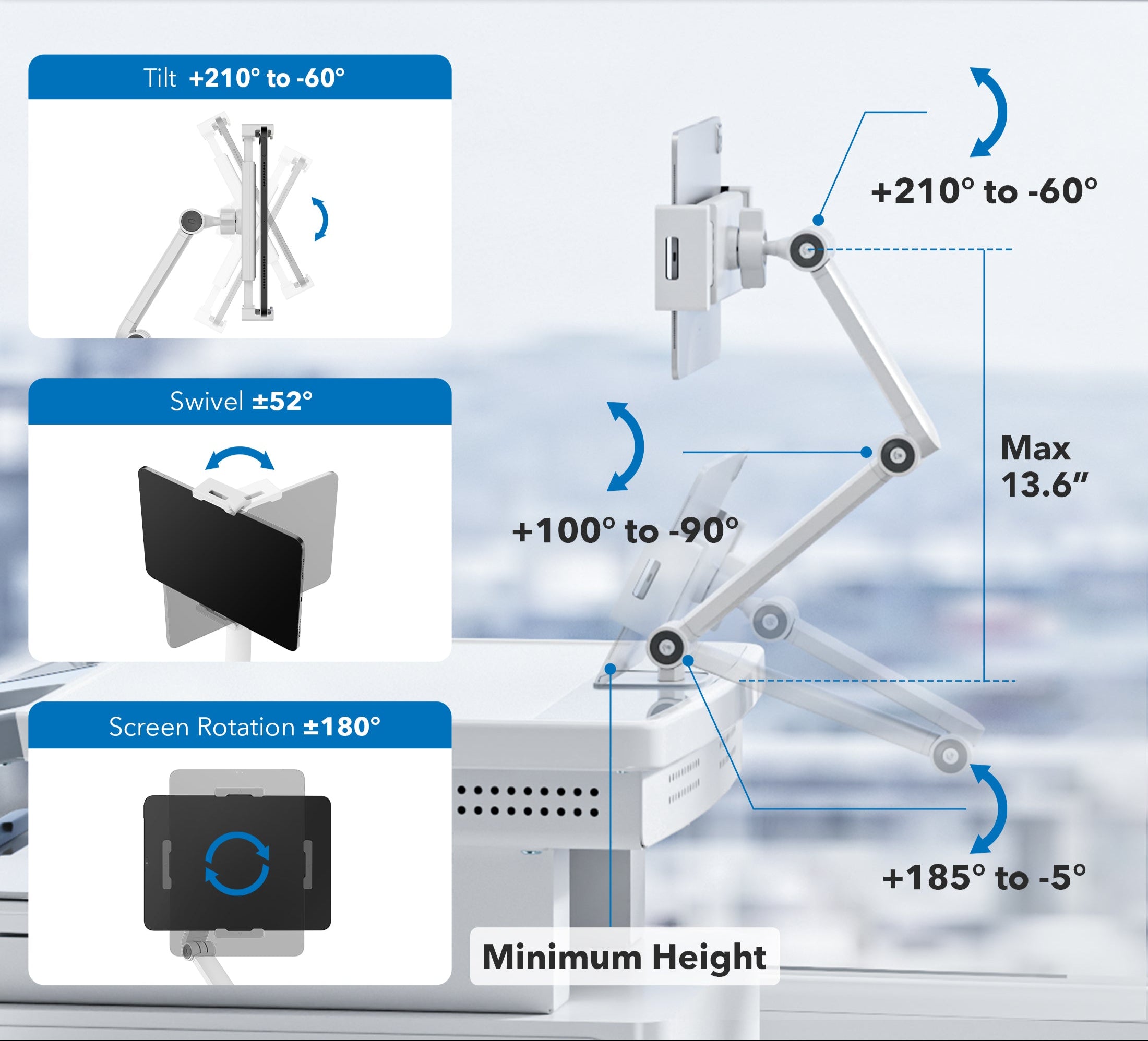 Tablet Arm for MedHub Medical Carts