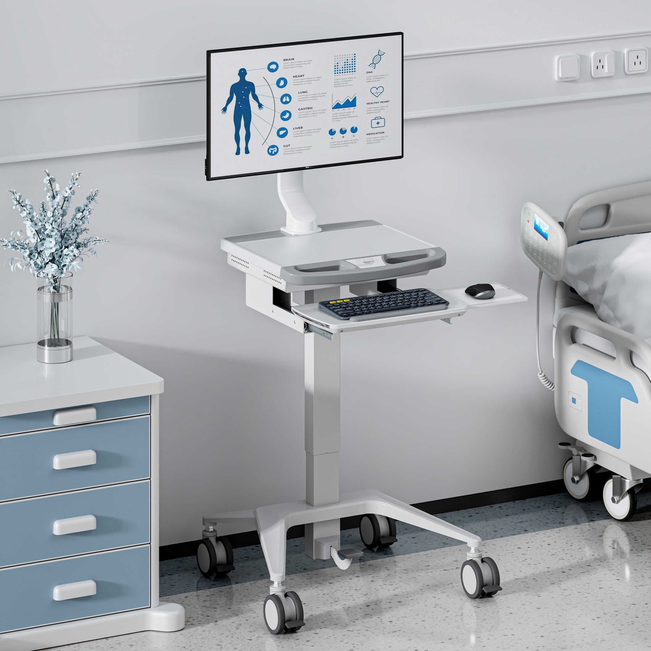 Medical Cart with Monitor Mount