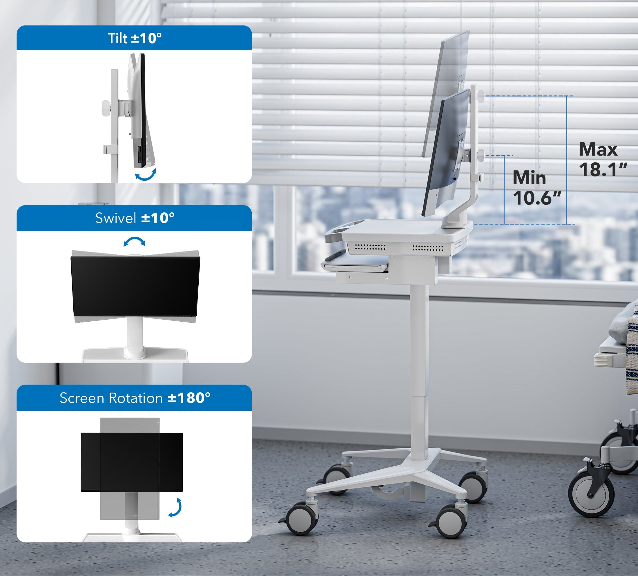 Medical Cart with Monitor Mount