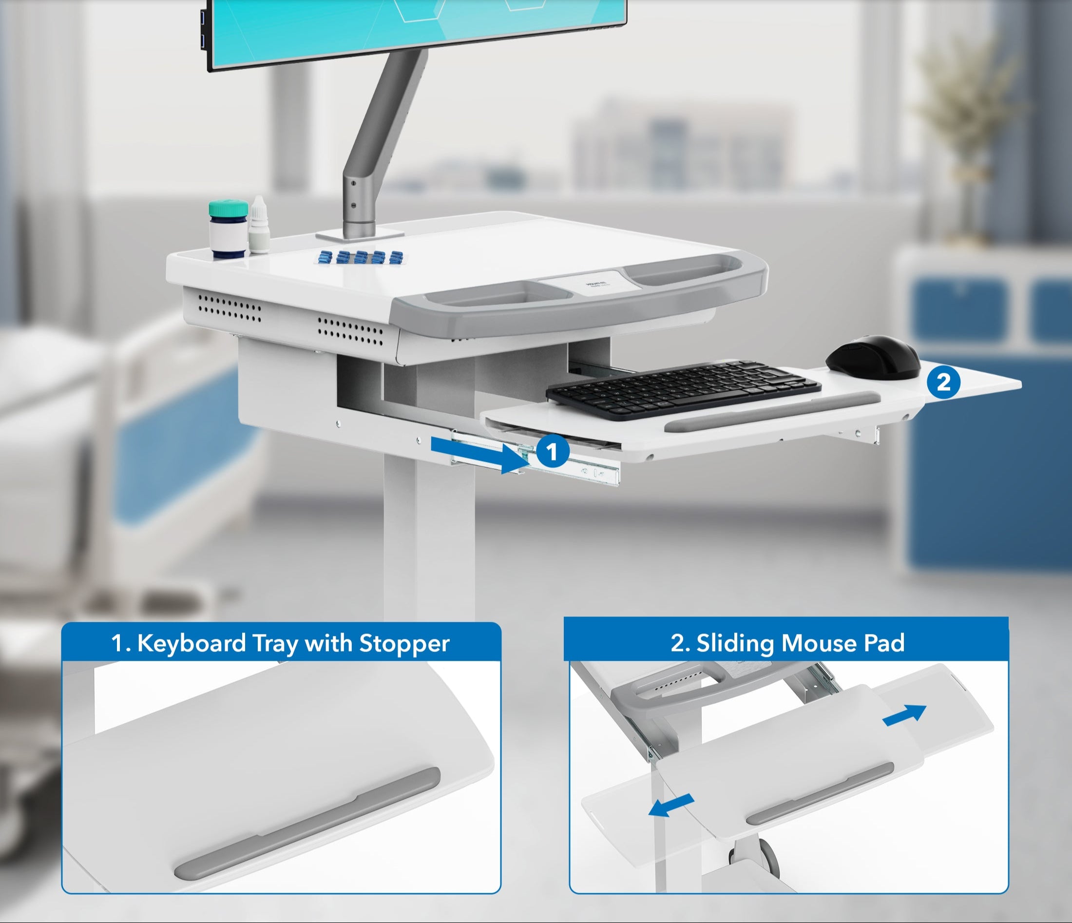 Medical Cart with Monitor Arm