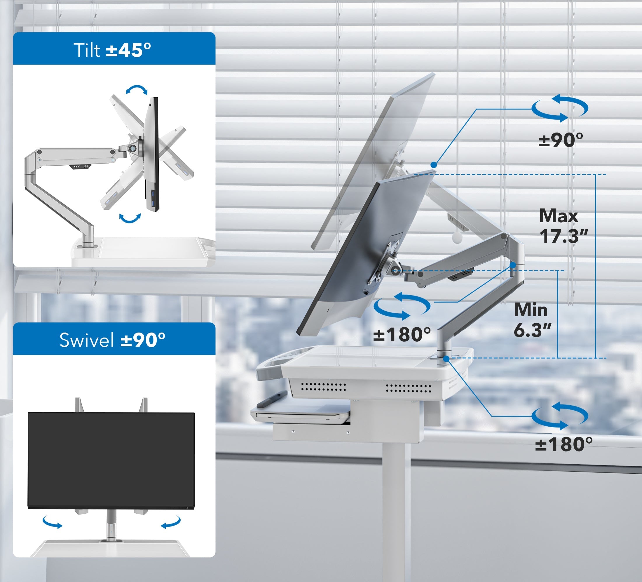 Medical Cart with Monitor Arm