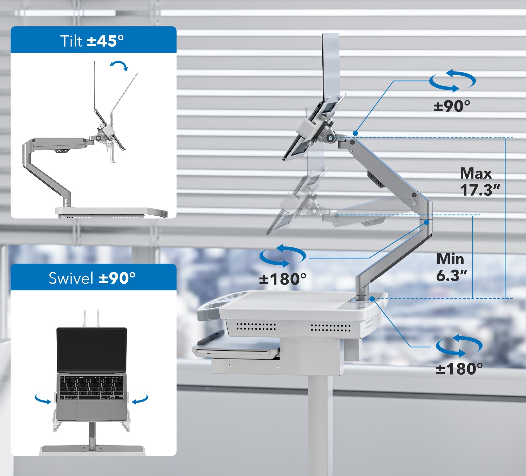 Medical Cart with Laptop Arm