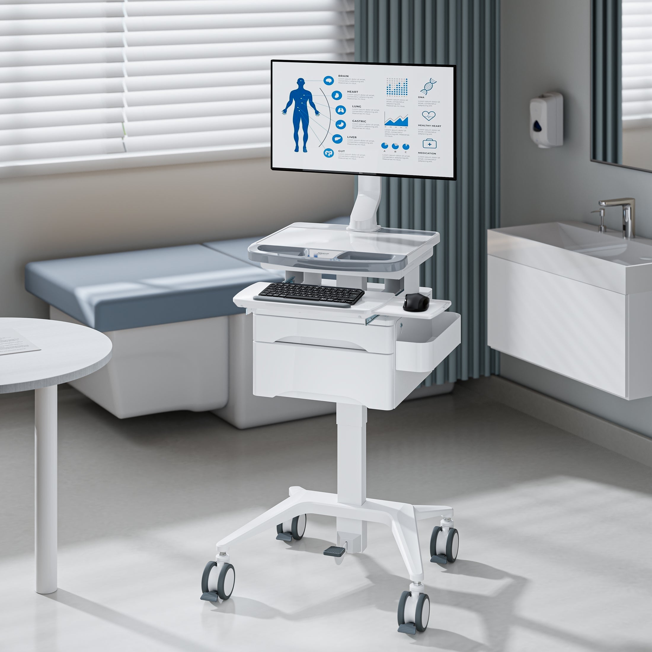 Medical Cart with Storage and Monitor Mount