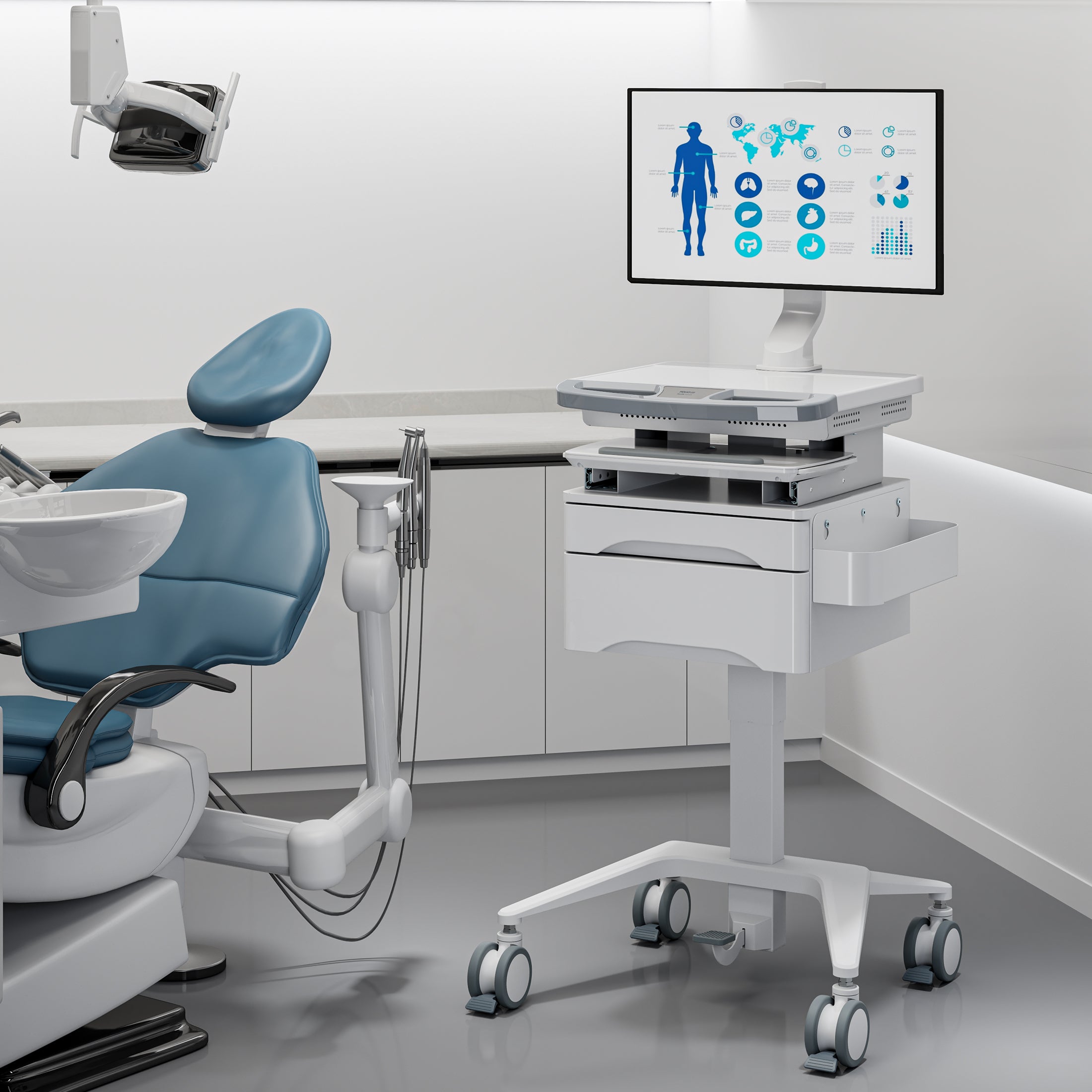 Medical Cart with Storage and Monitor Mount