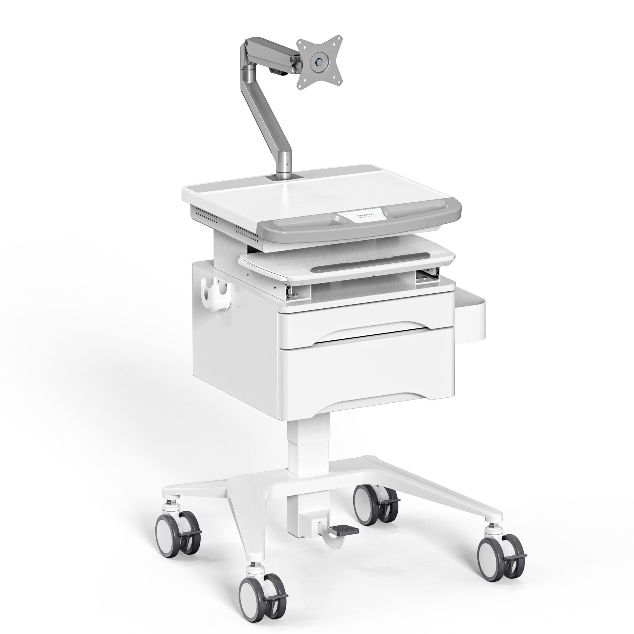 Medical Cart with Storage and Gas Spring Arm