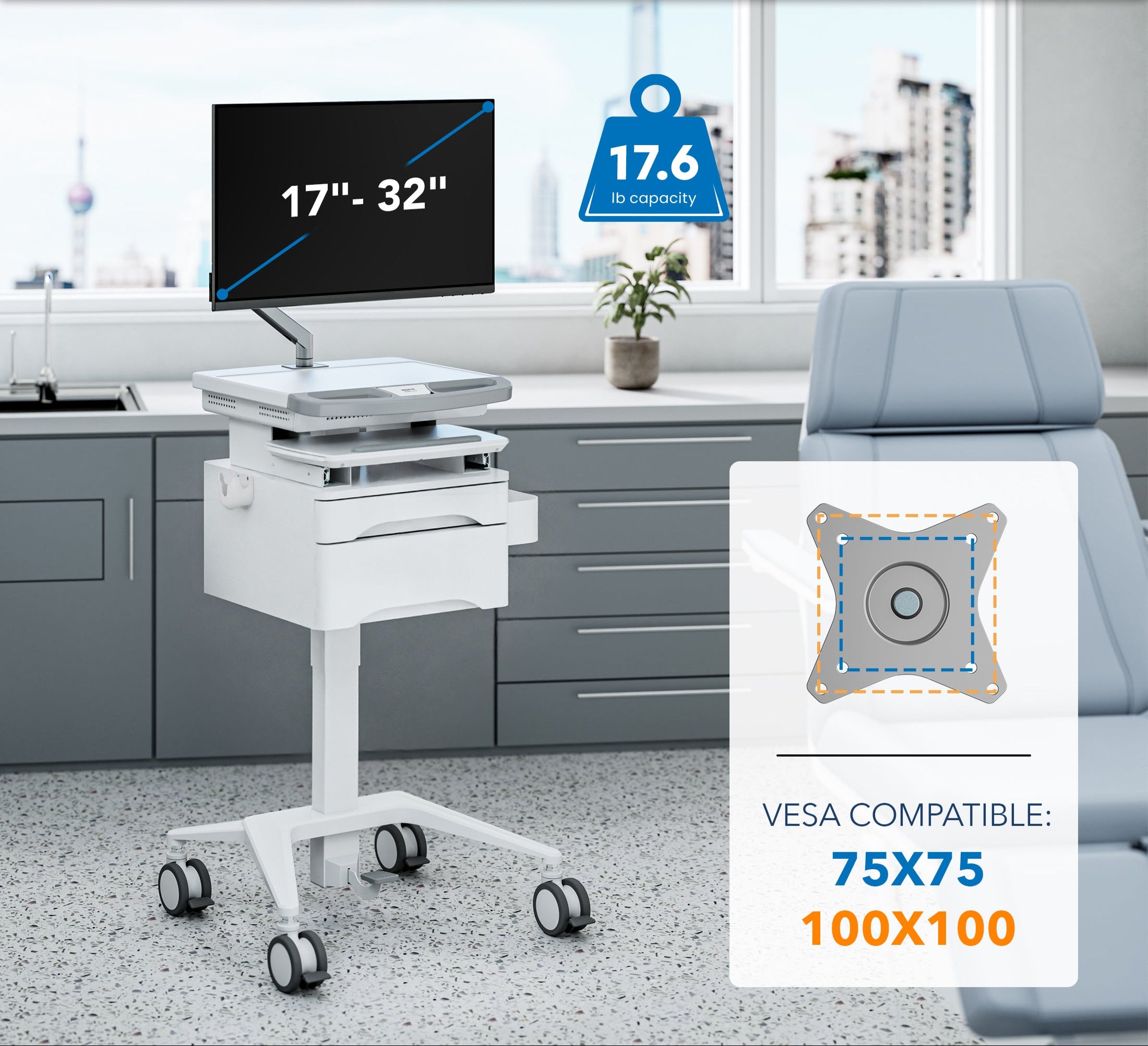 medical cart monitor arm vesa and weight capacity