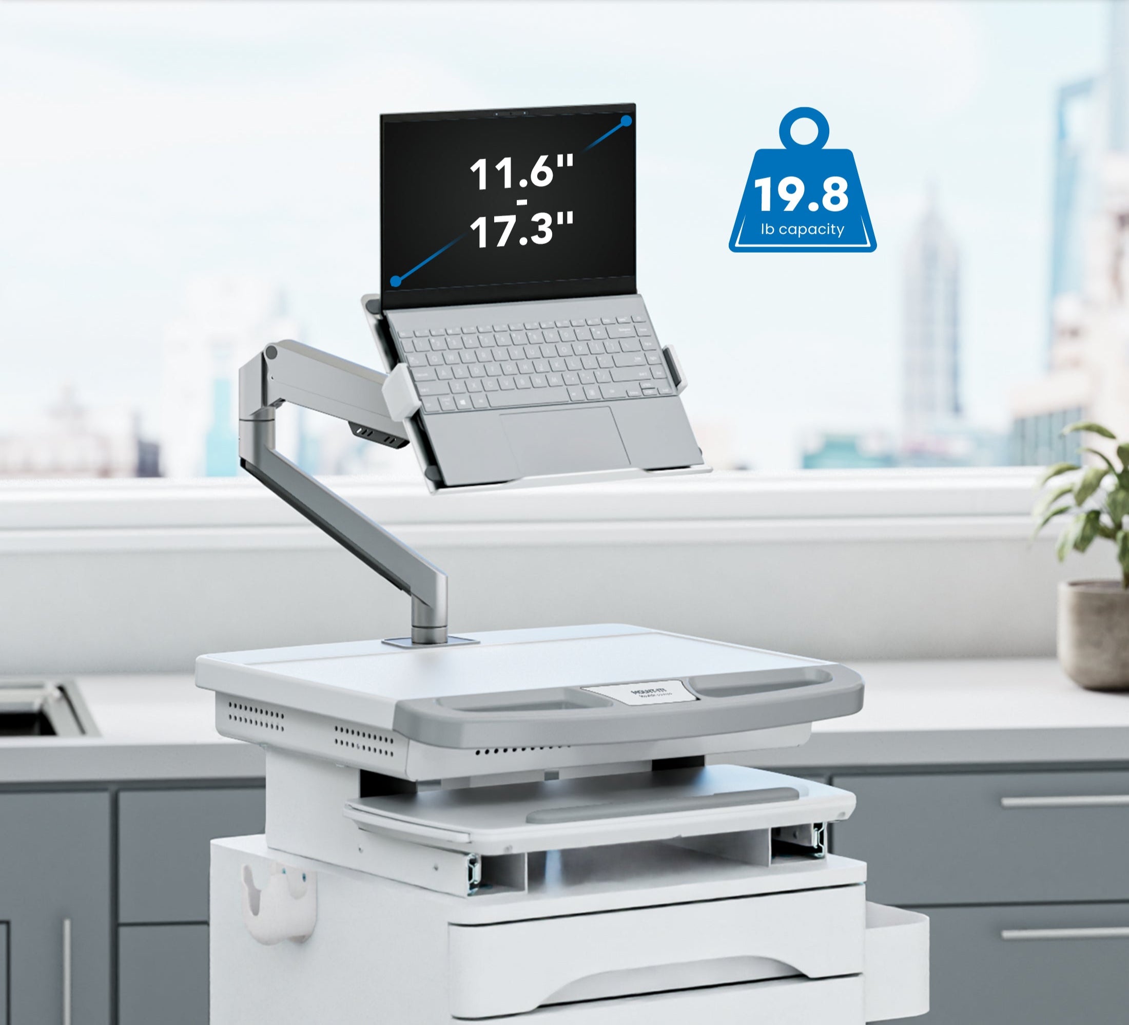 Medical Cart with Storage and Laptop Arm