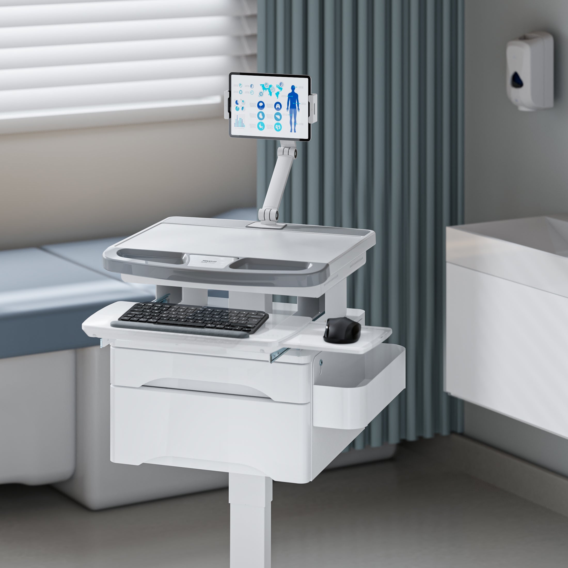 Medical Cart with Storage and Tablet Arm