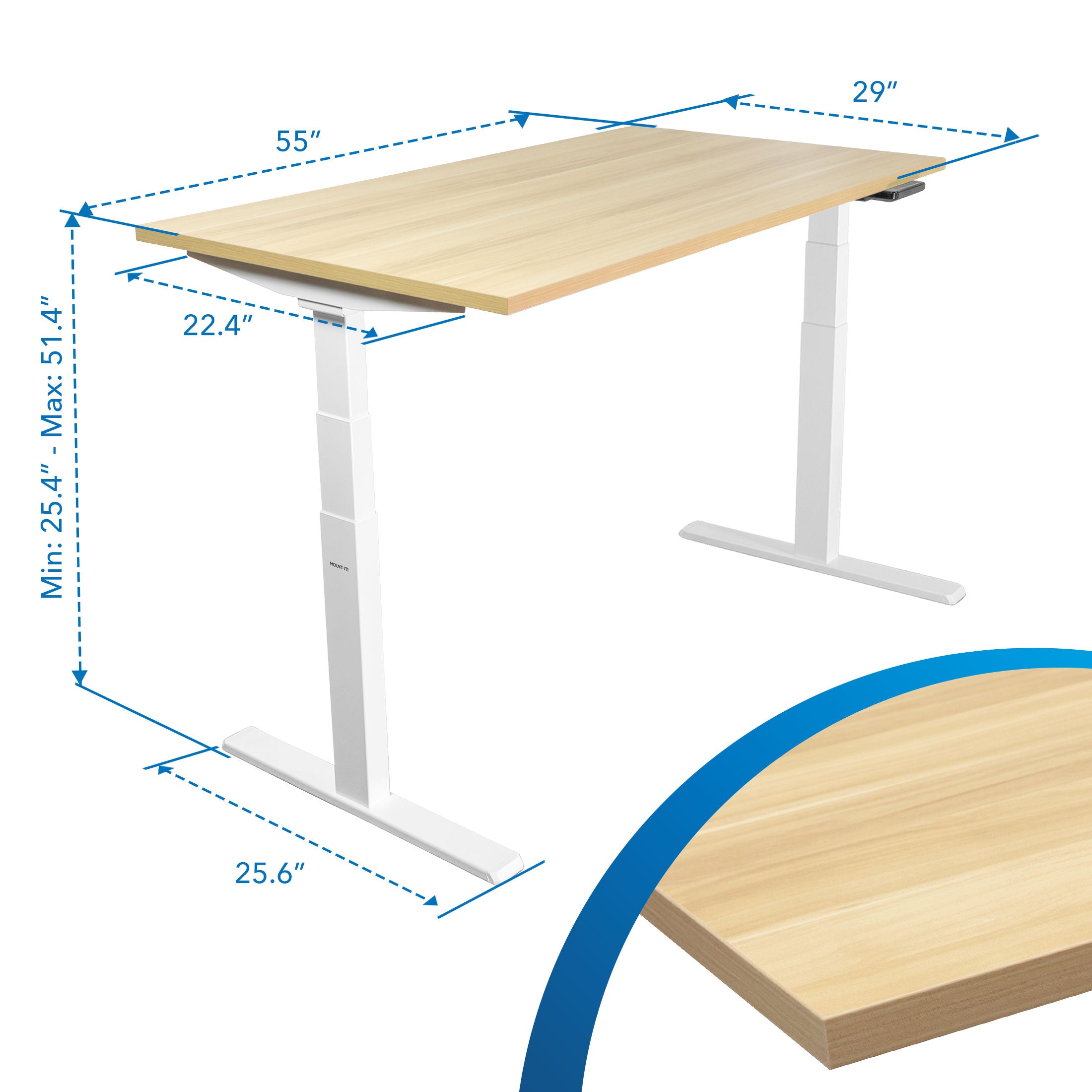 Ultimate Dual Motor Electric Standing Desk with 55" Tabletop - Maple