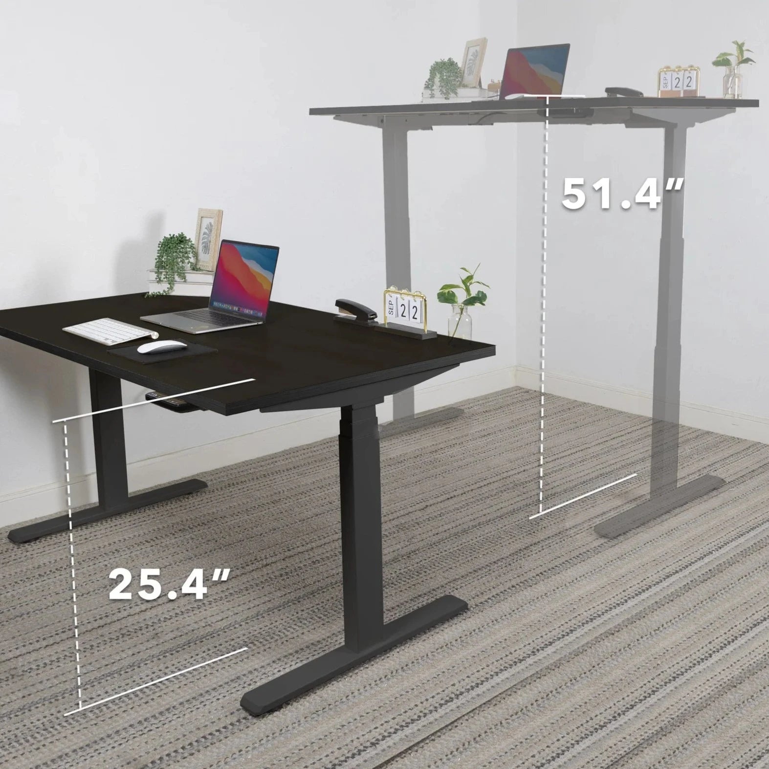 Ultimate Dual Motor Electric Standing Desk with 55" Tabletop - Black Base/Black Top