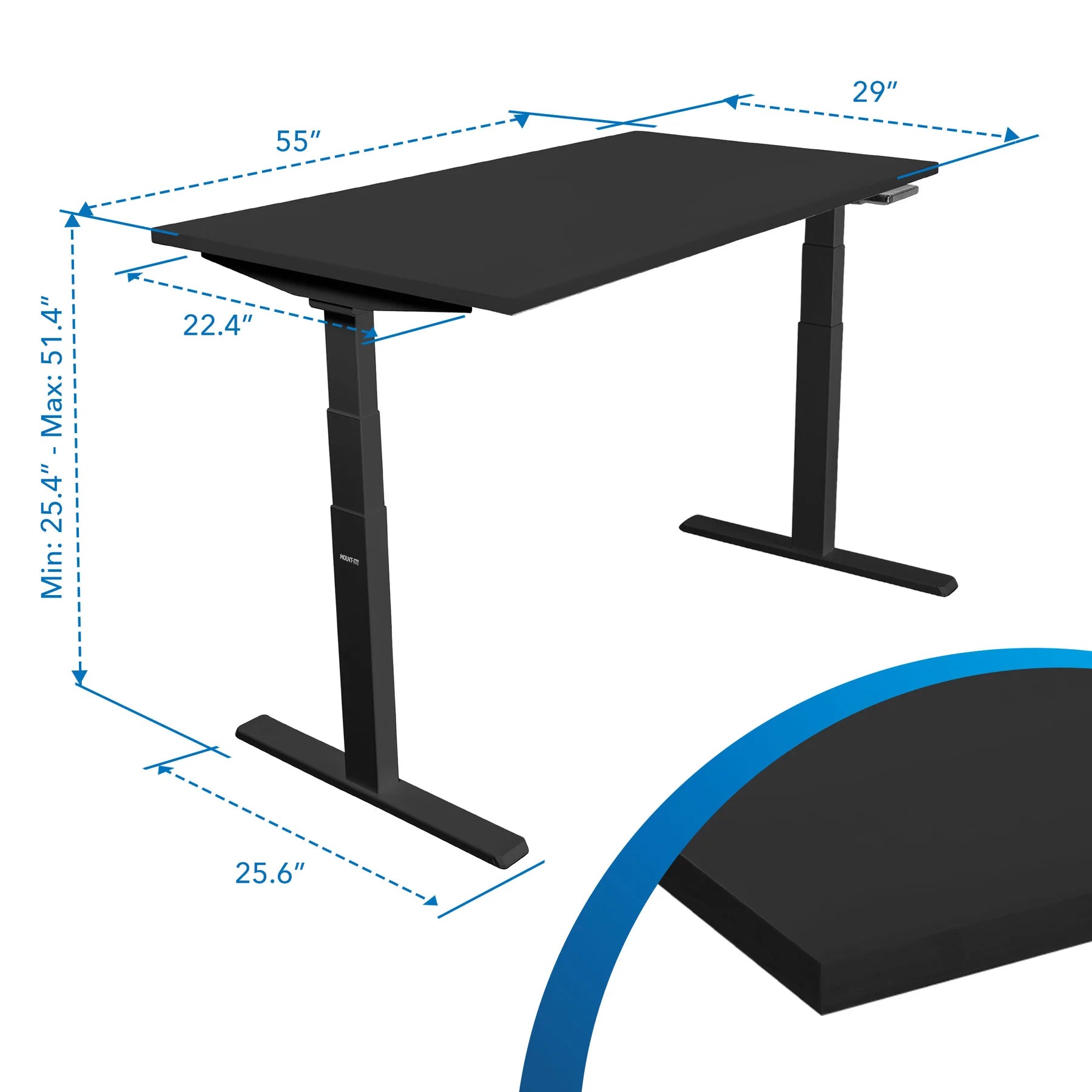 Ultimate Dual Motor Electric Standing Desk with 55" Tabletop - Black Base/Black Top
