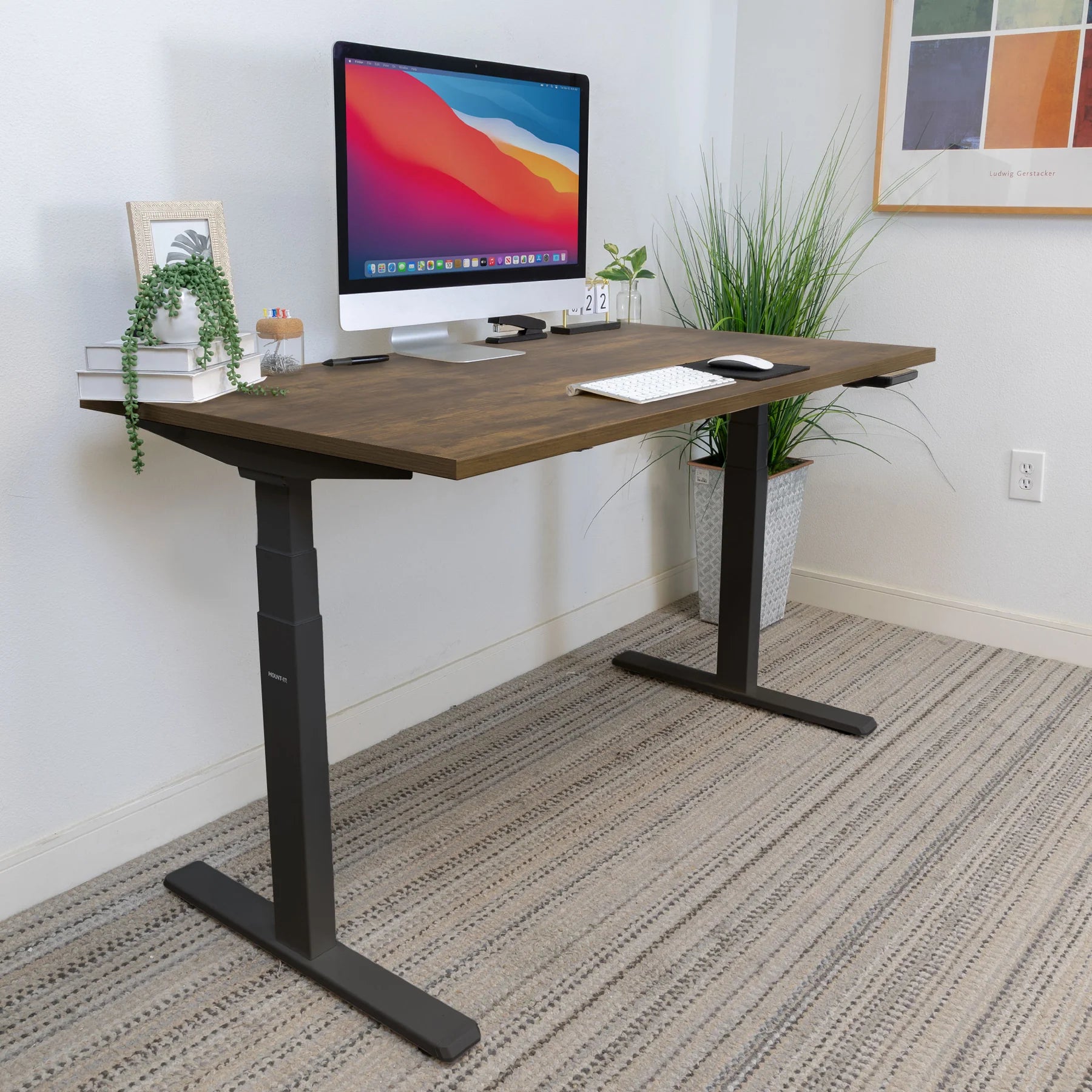 Ultimate Dual Motor Electric Standing Desk with 55" Tabletop - Black Base/Oak Top