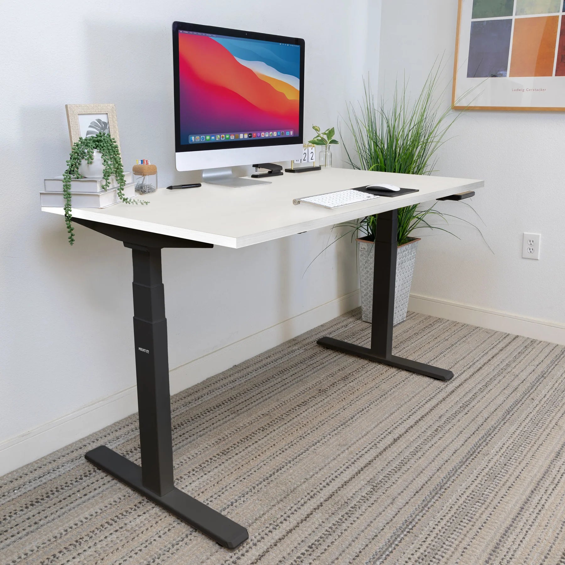 Ultimate Dual Motor Electric Standing Desk with 55" Tabletop - Black Base/White Top