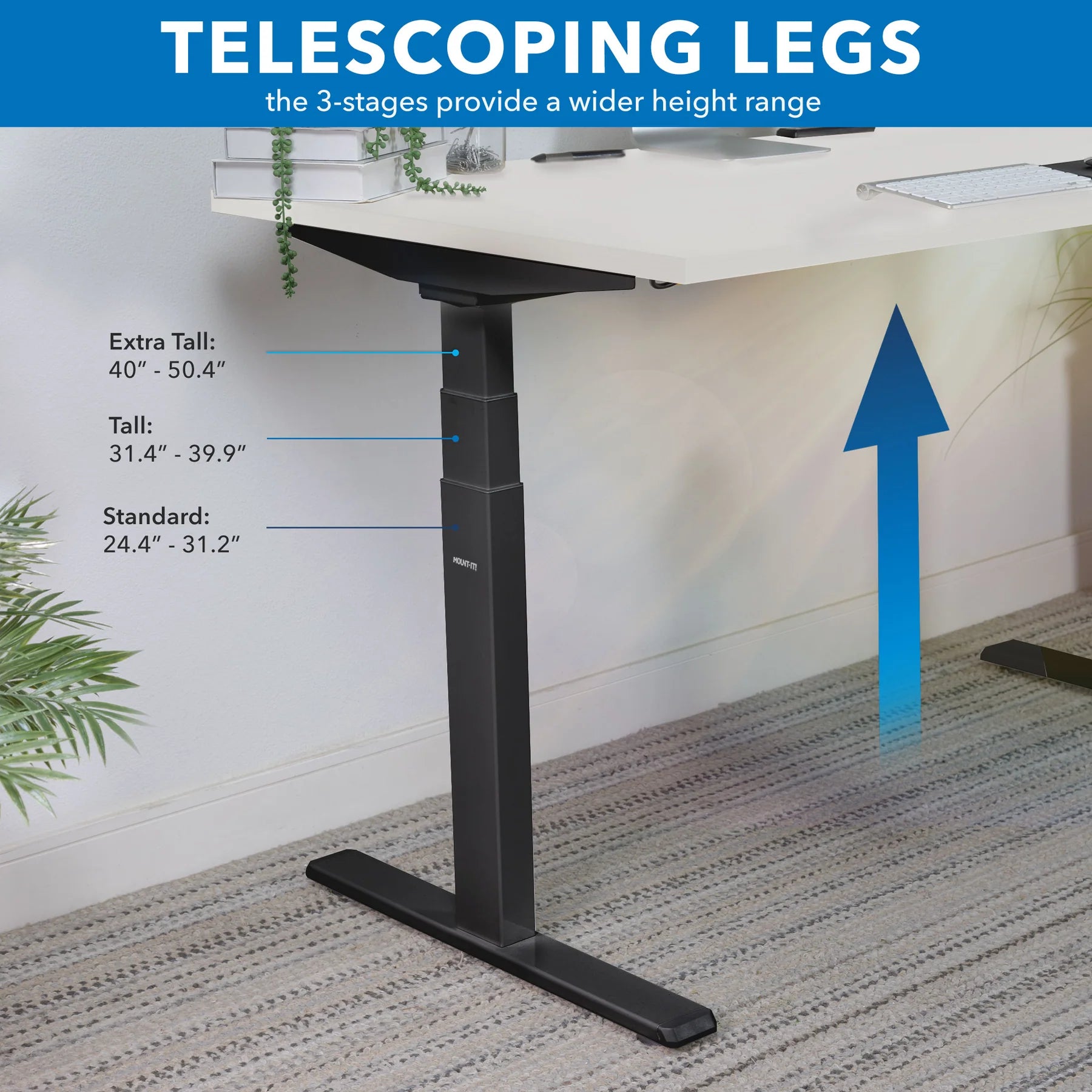 Ultimate Dual Motor Electric Standing Desk with 55" Tabletop - Black Base/White Top