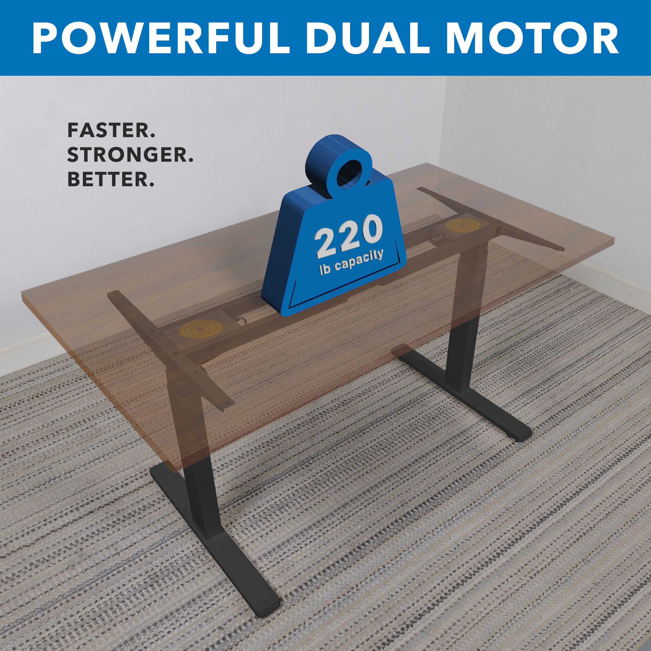 Ultimate Dual Motor Electric Standing Desk with 55" Tabletop - Black Base/Hazelnut Top