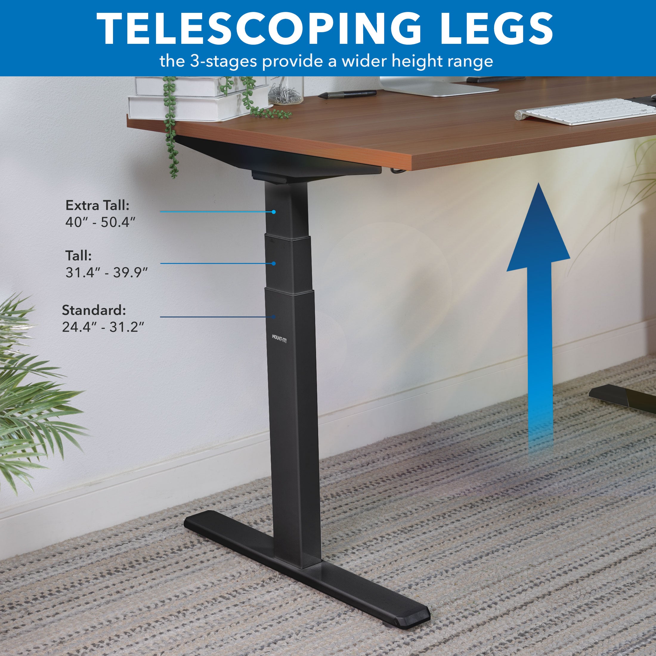 Ultimate Dual Motor Electric Standing Desk with 55" Tabletop - Black Base/Hazelnut Top