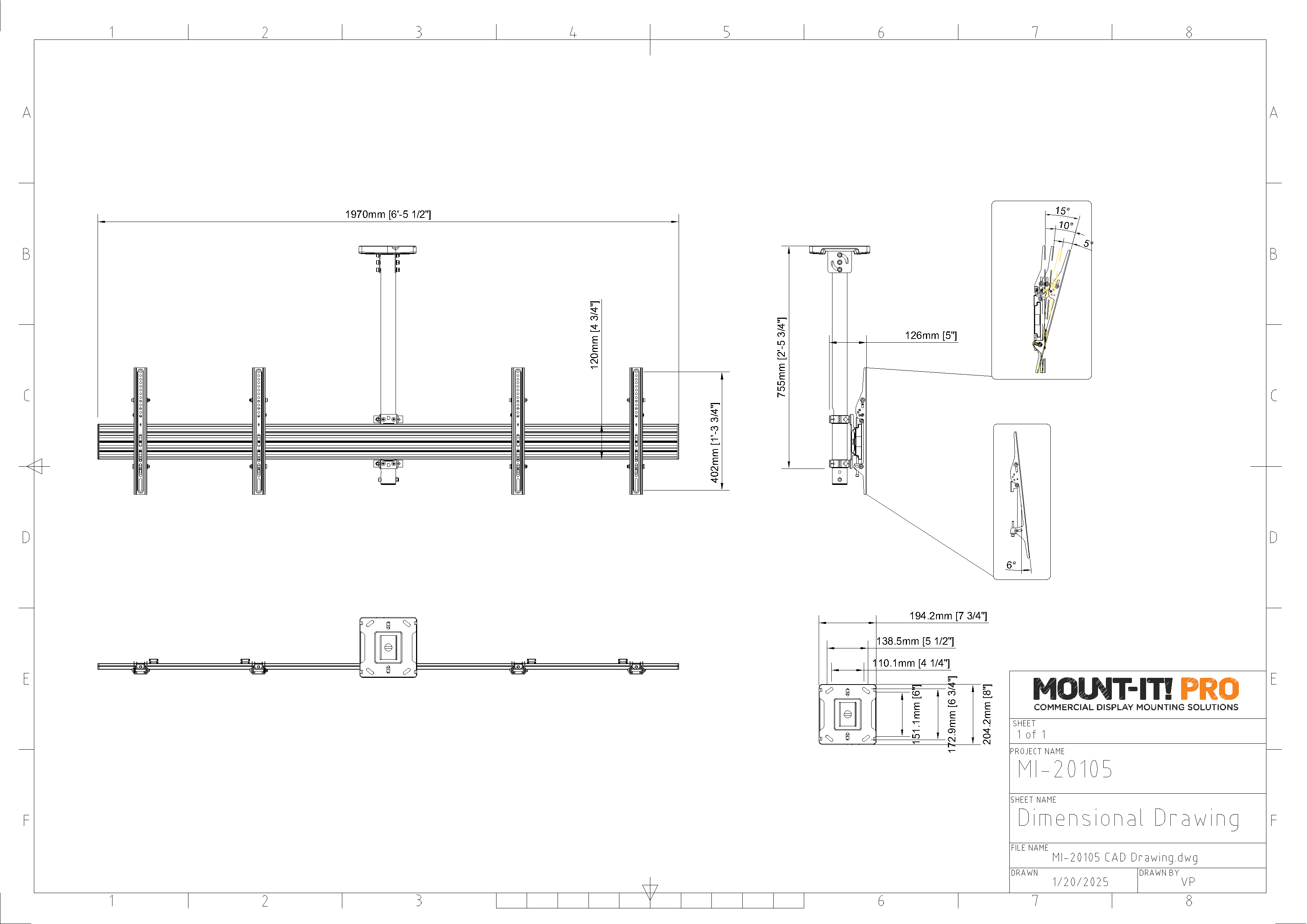 Dual-Screen Ceiling Mount (Side-by-Side)