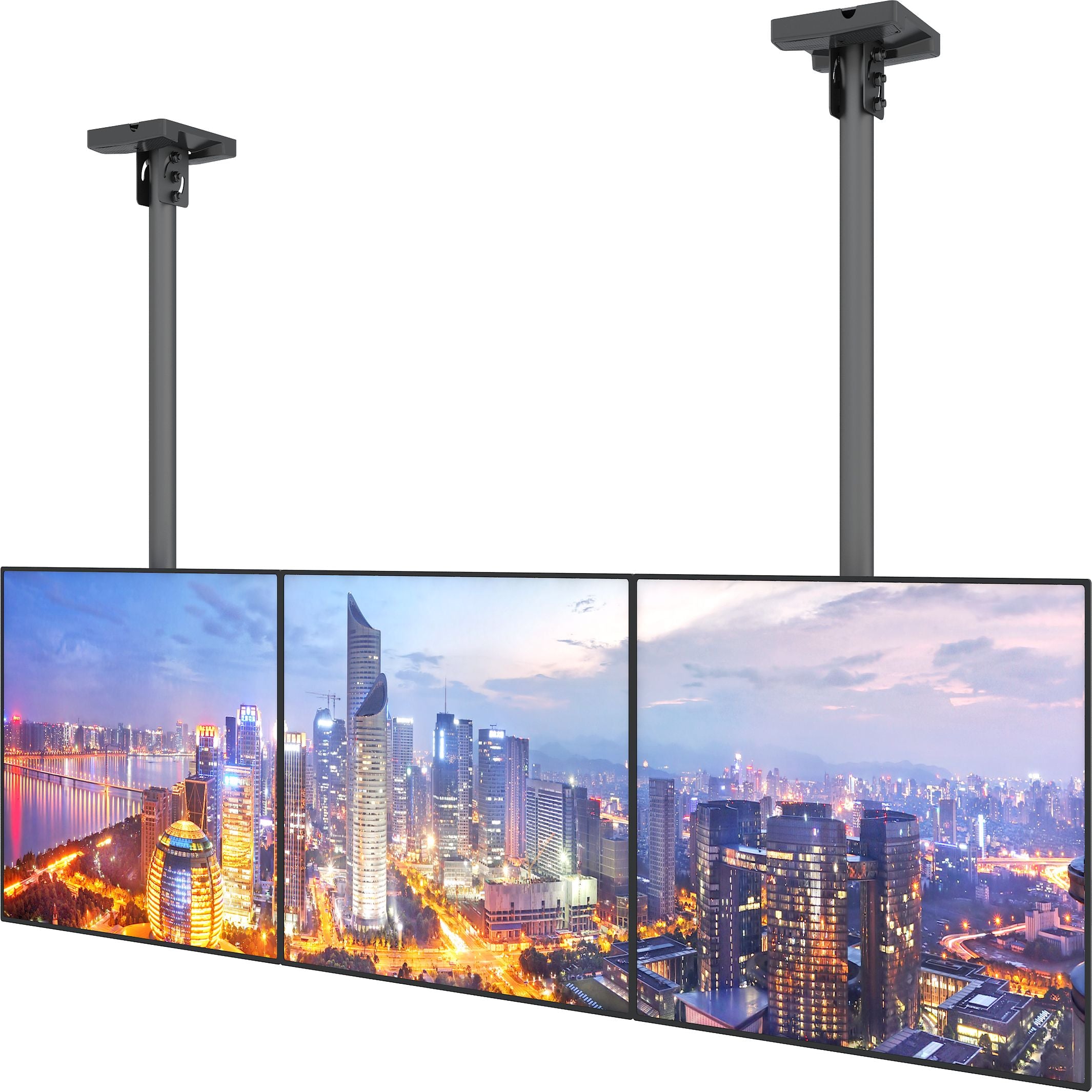 Three-Screen Dual-Pole Ceiling Mount (Side-by-Side)