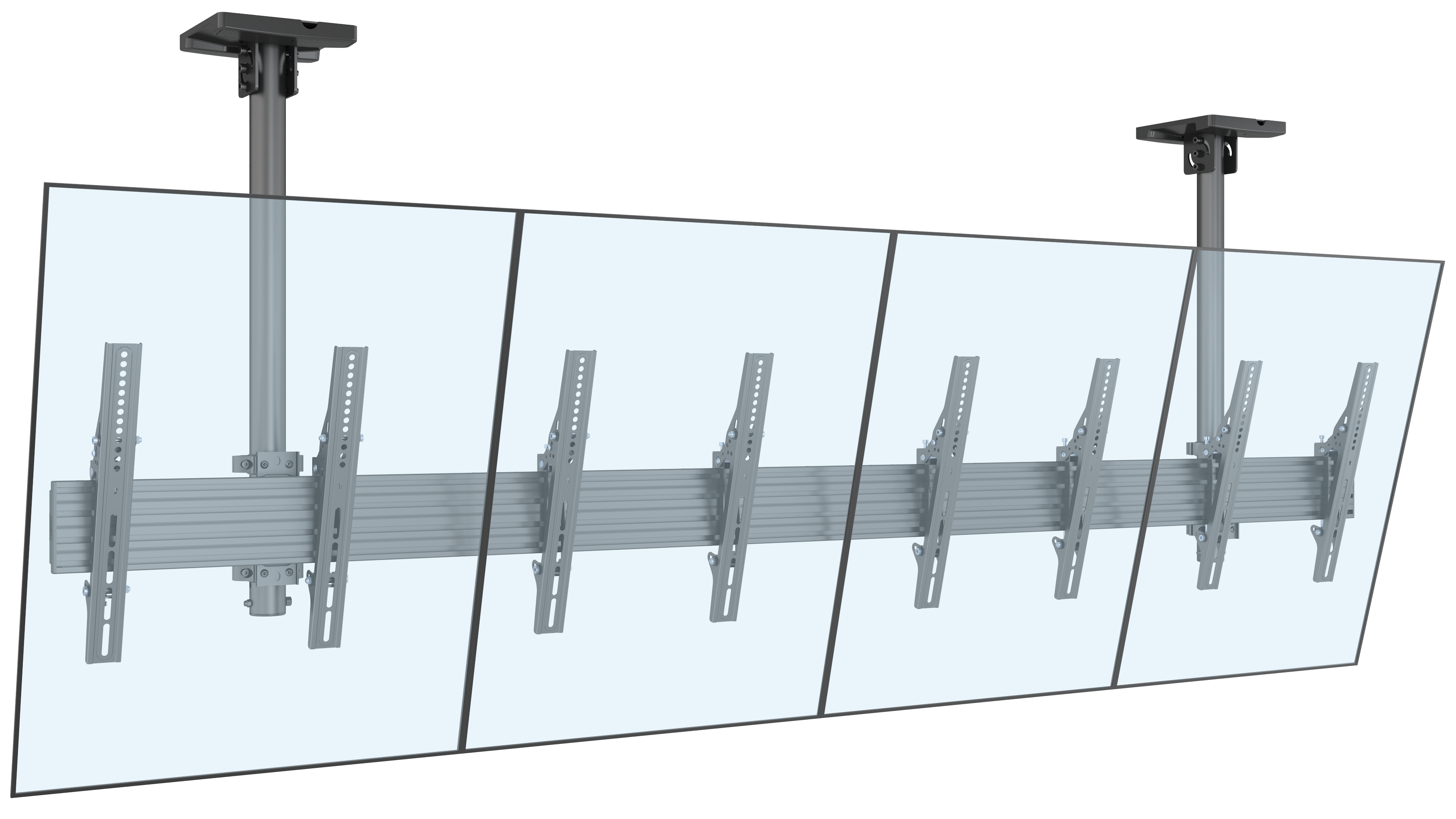 Quad-Screen Dual-Pole Ceiling Mount (Side-by-Side) - Portrait