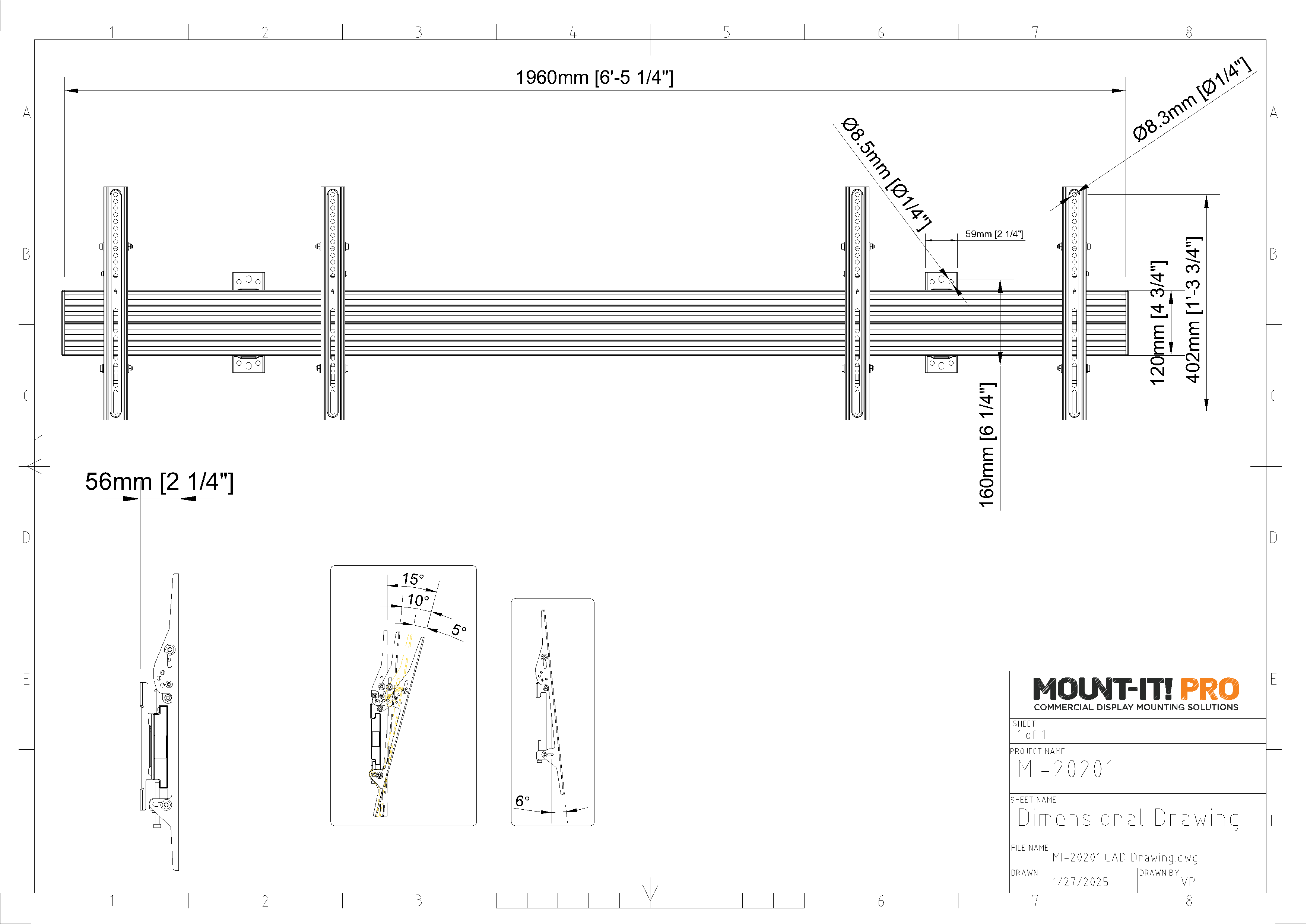 Dual-Screen Menu Board Wall Mount with Tilt Brackets