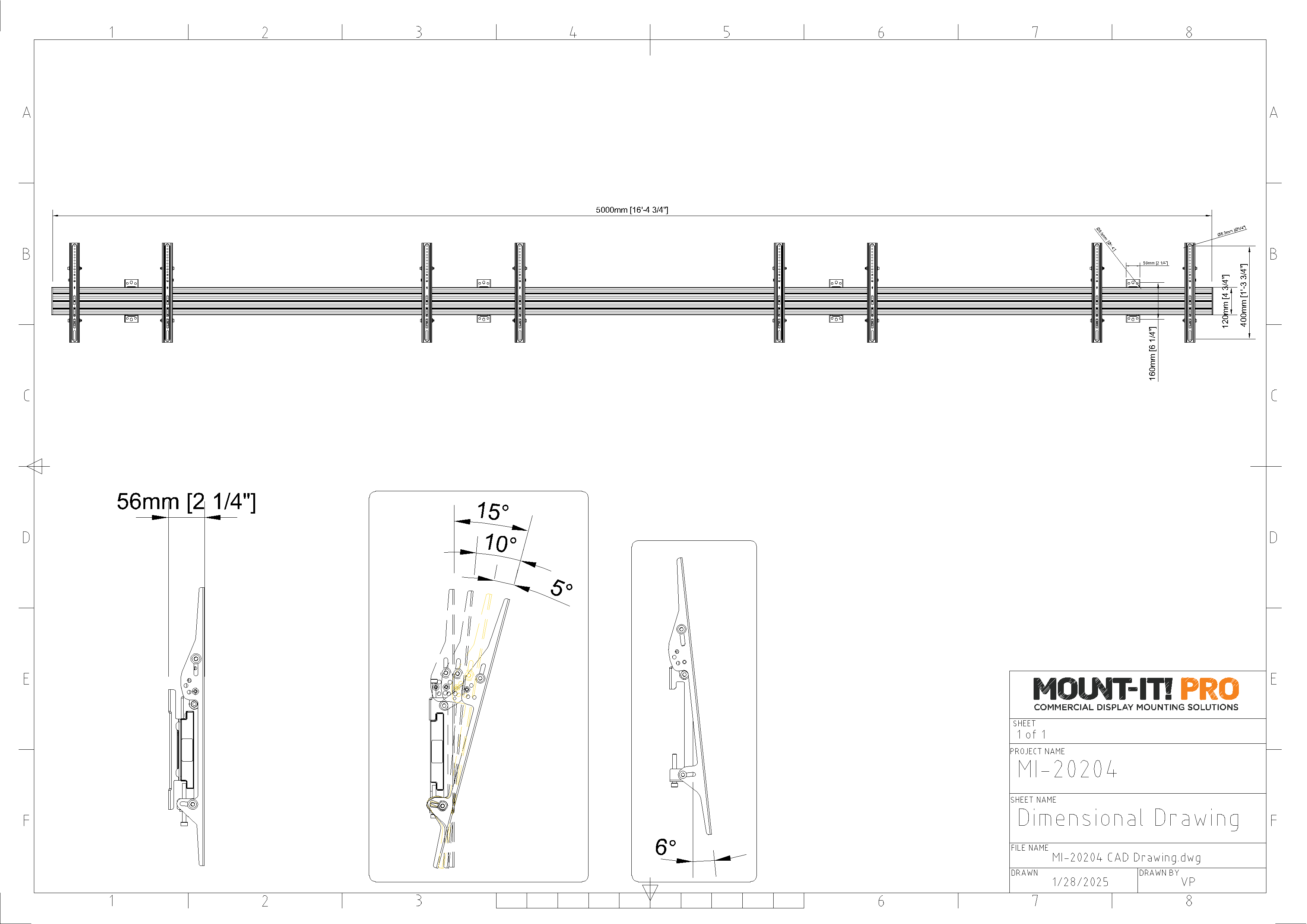 Quad-Screen Menu Board Wall Mount with Tilting Brackets