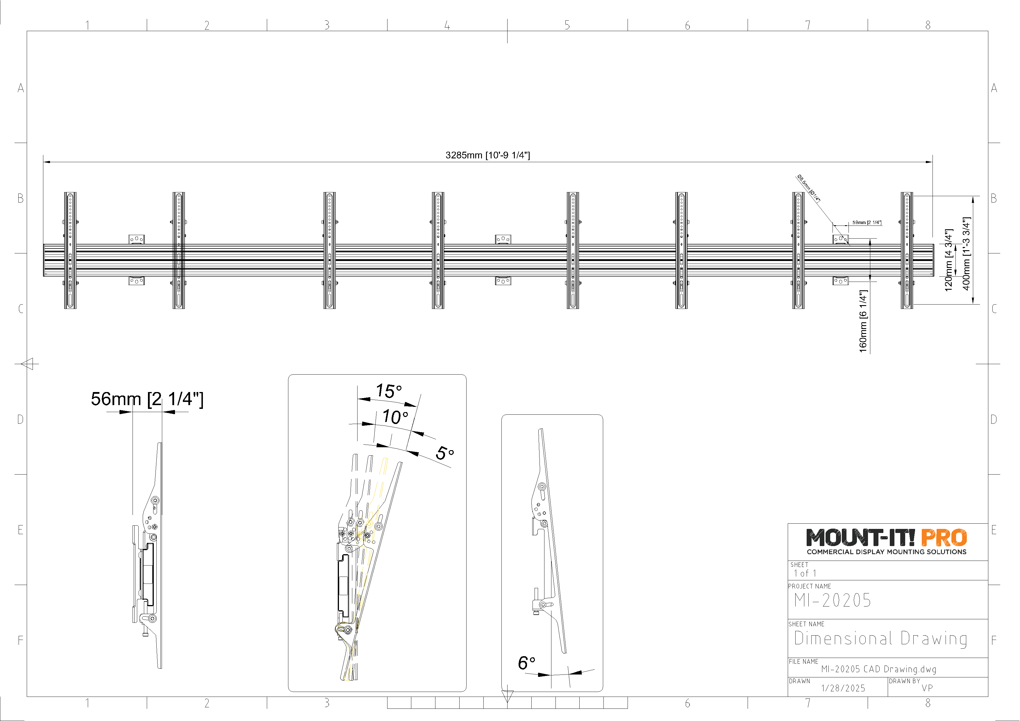 Quad-Screen Menu Board Wall Mount with Tilt Brackets - Portrait