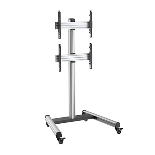 1x2 Dual-Display Stand with Locking Casters