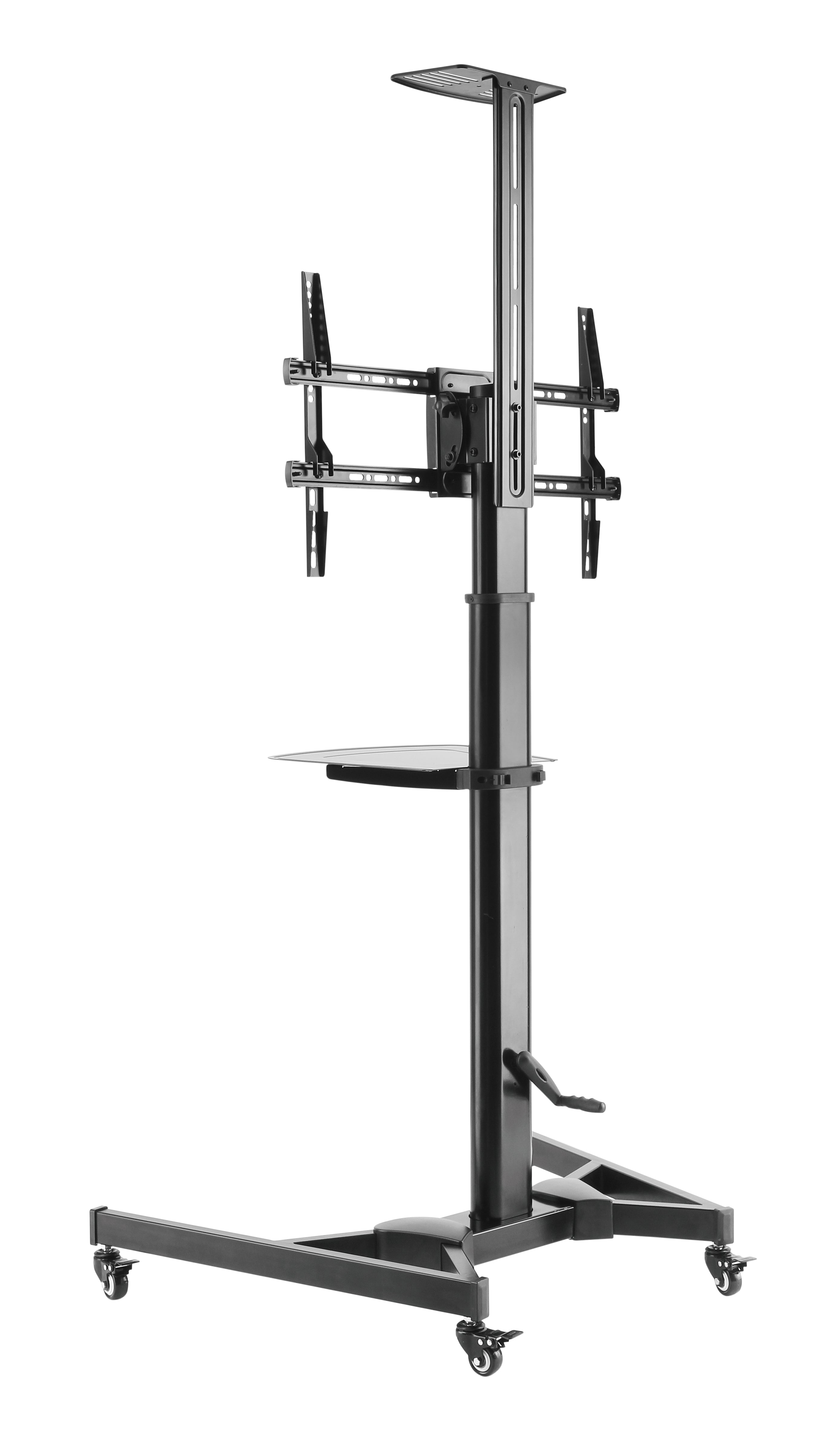 Height-Adjustable AV Cart with Hand Crank and Rotating Mount