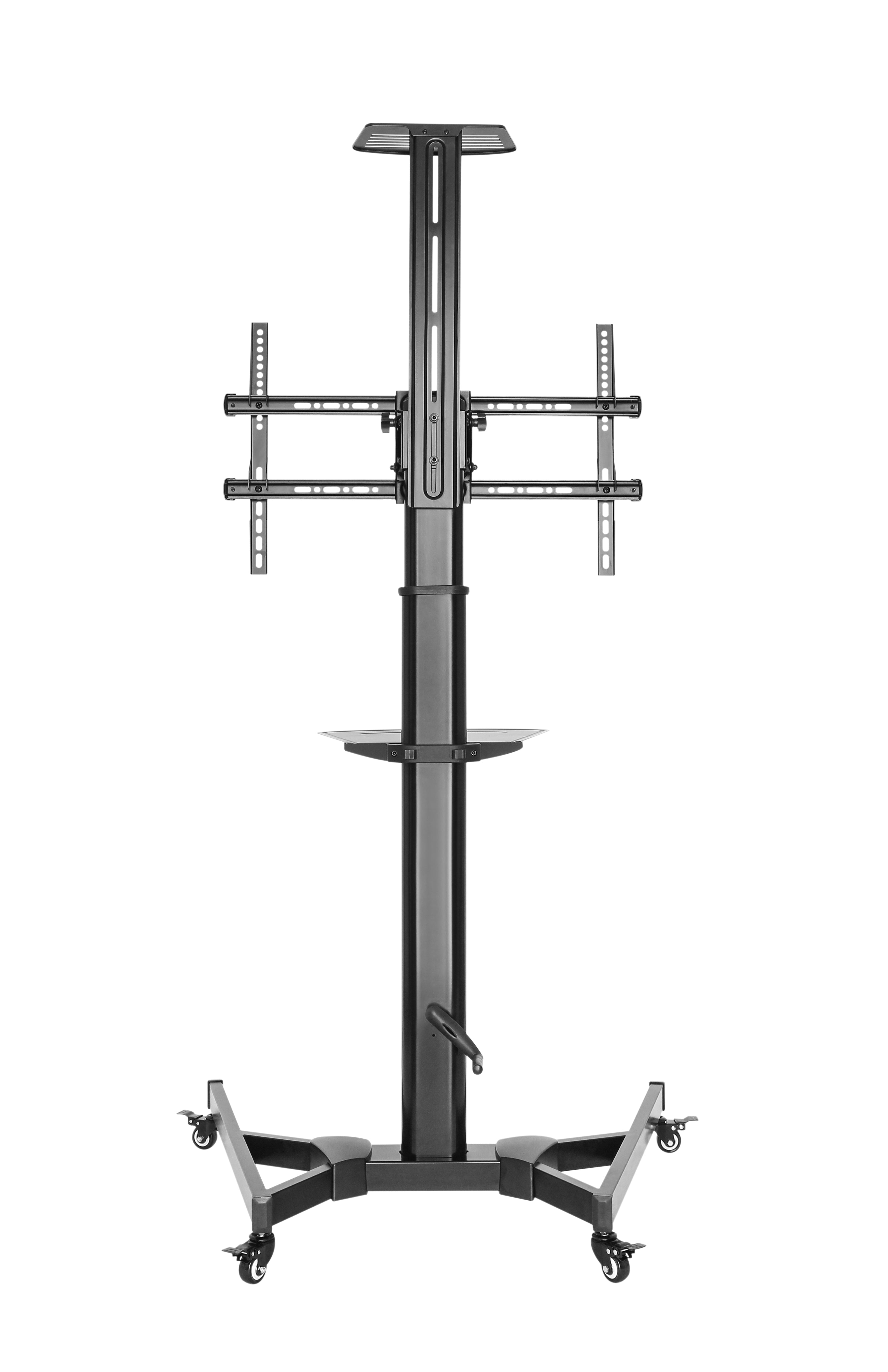 Height-Adjustable AV Cart with Hand Crank and Rotating Mount