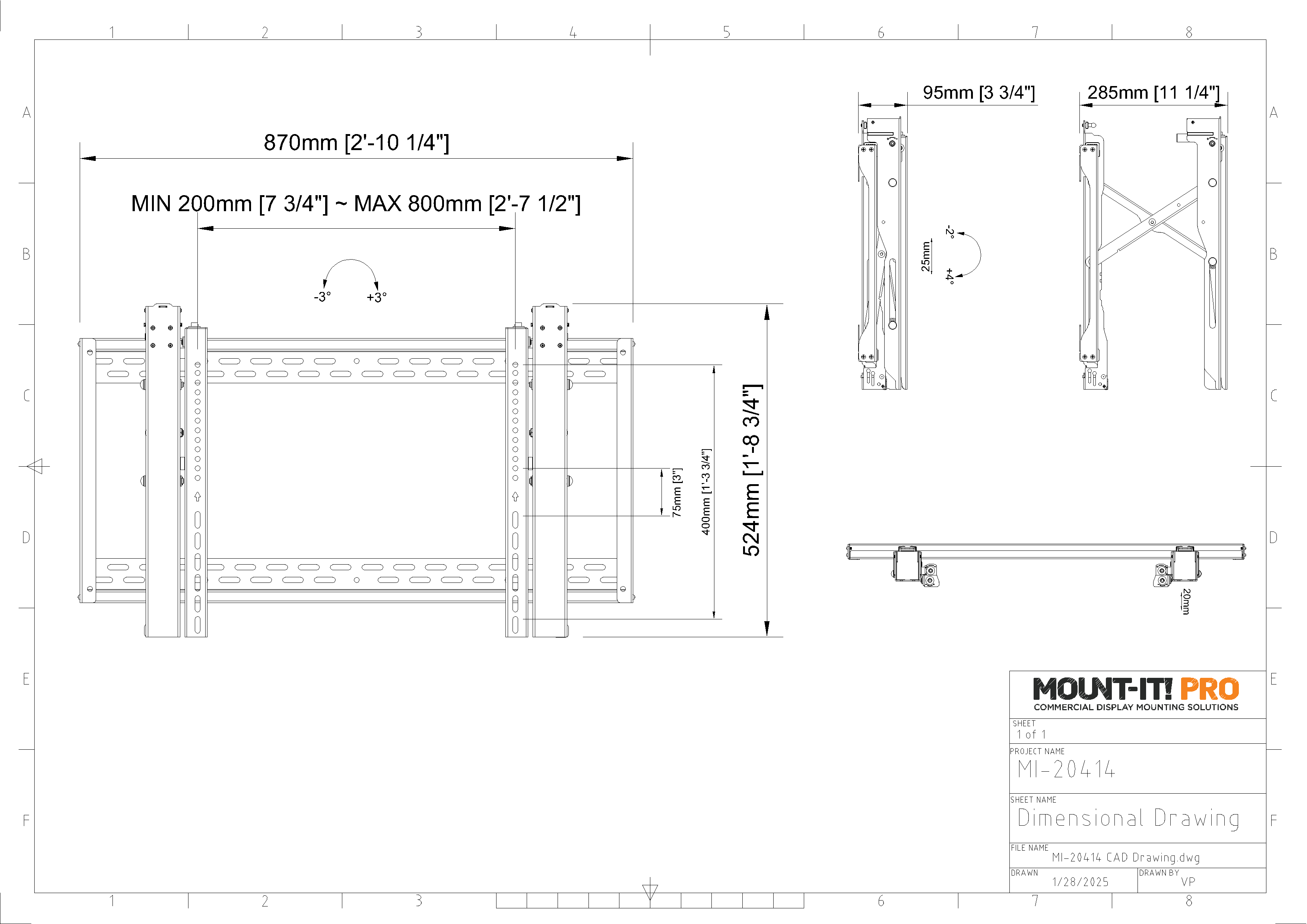 Push-In, Pop-Out Video Wall Mount for Large Format Displays